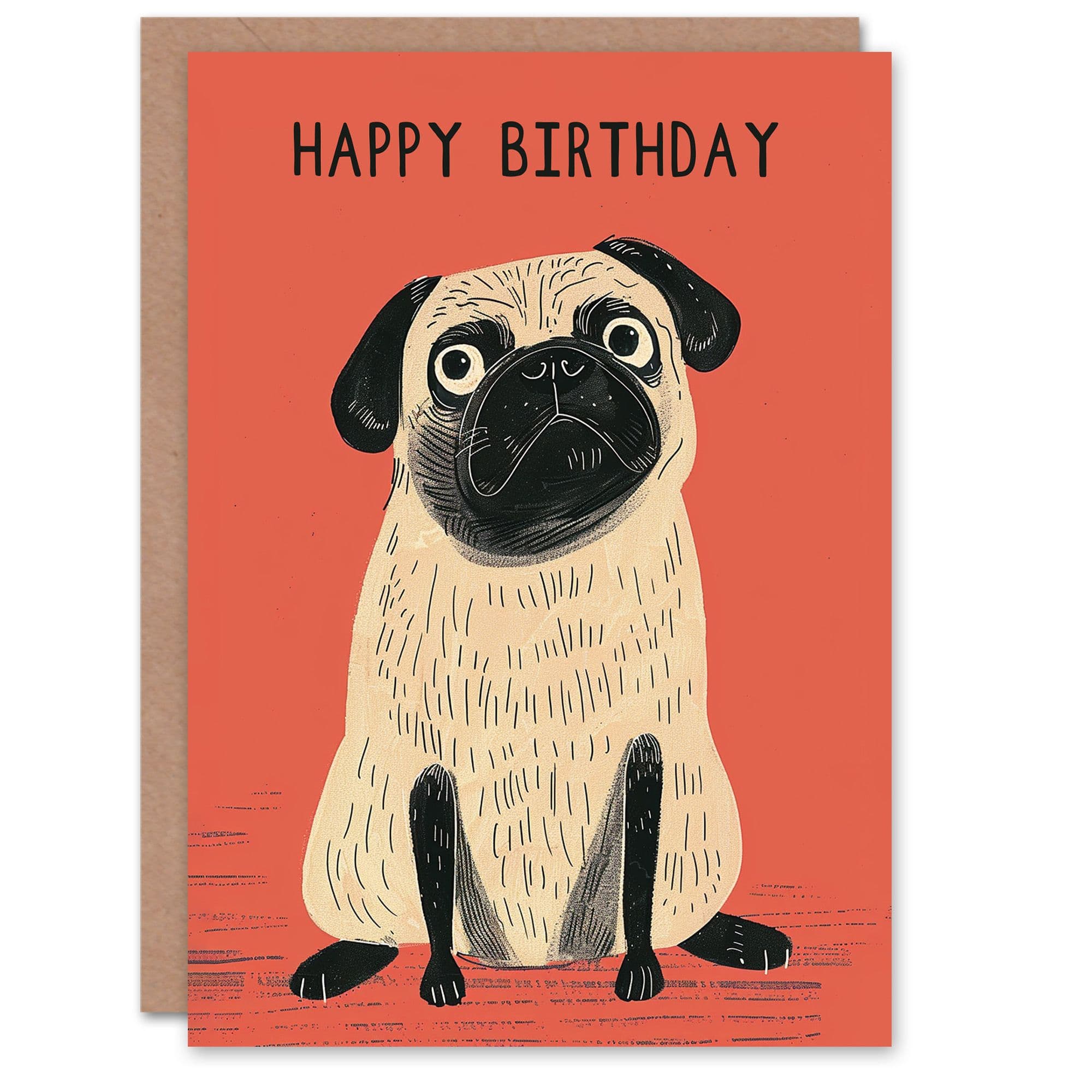 Cute Pug Dog Lover Quirky Animal Pet Portrait Birthday Card
