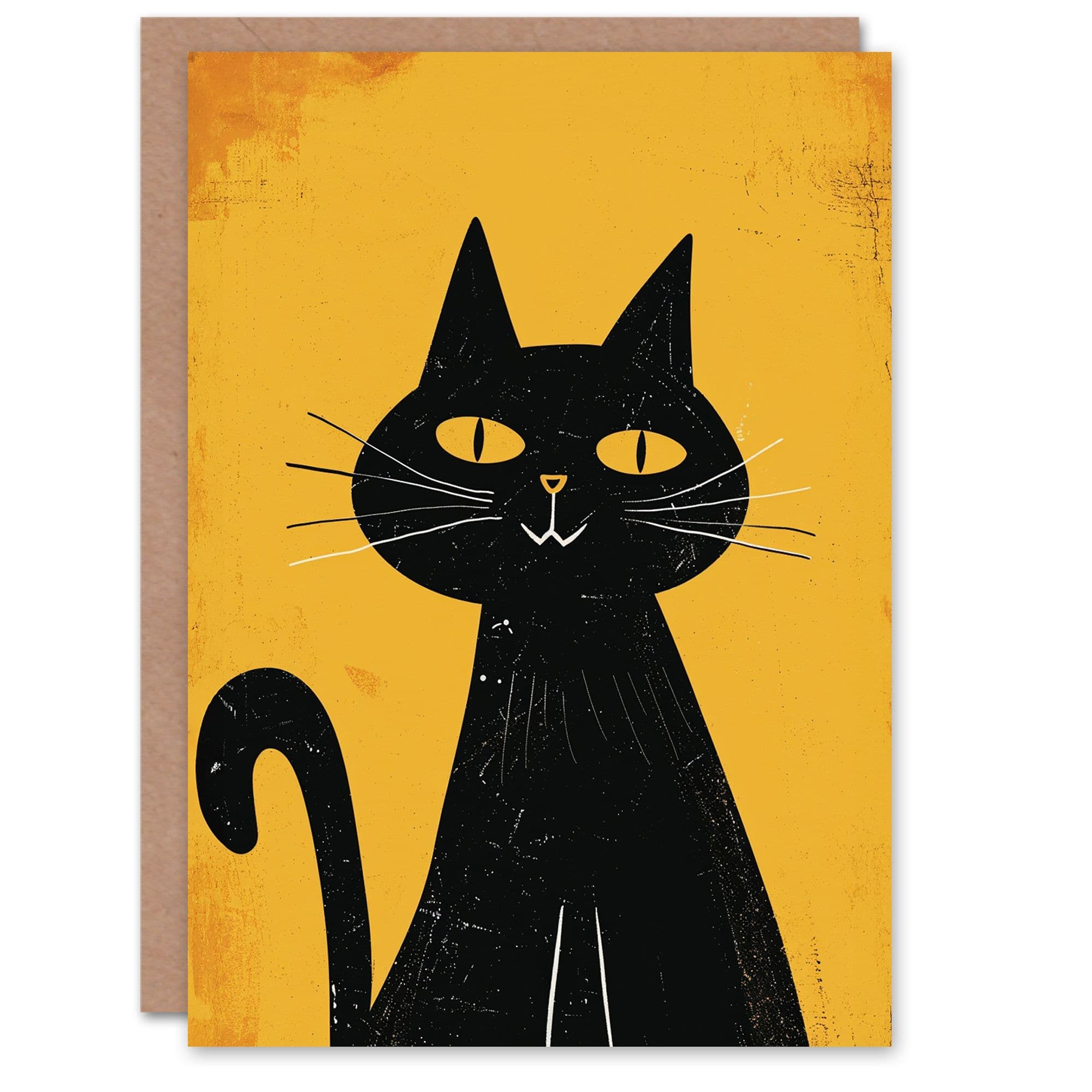 Black Cat Lover Animal Smile Cute Pet Orange Birthday Card