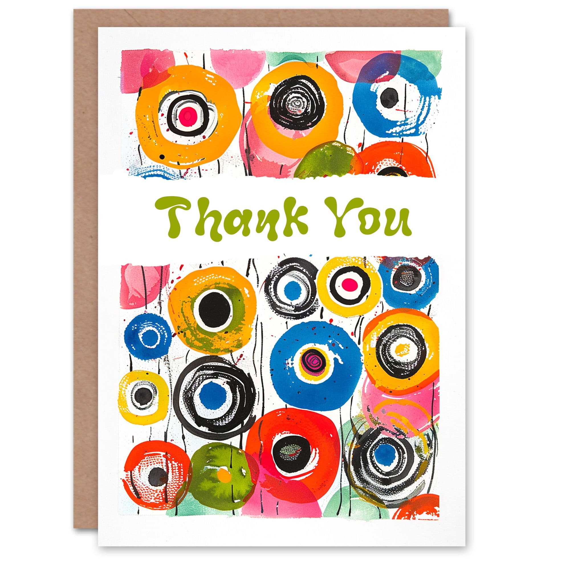 Kandinsky Style Bright Colourful Abstract Circles Thank You Card