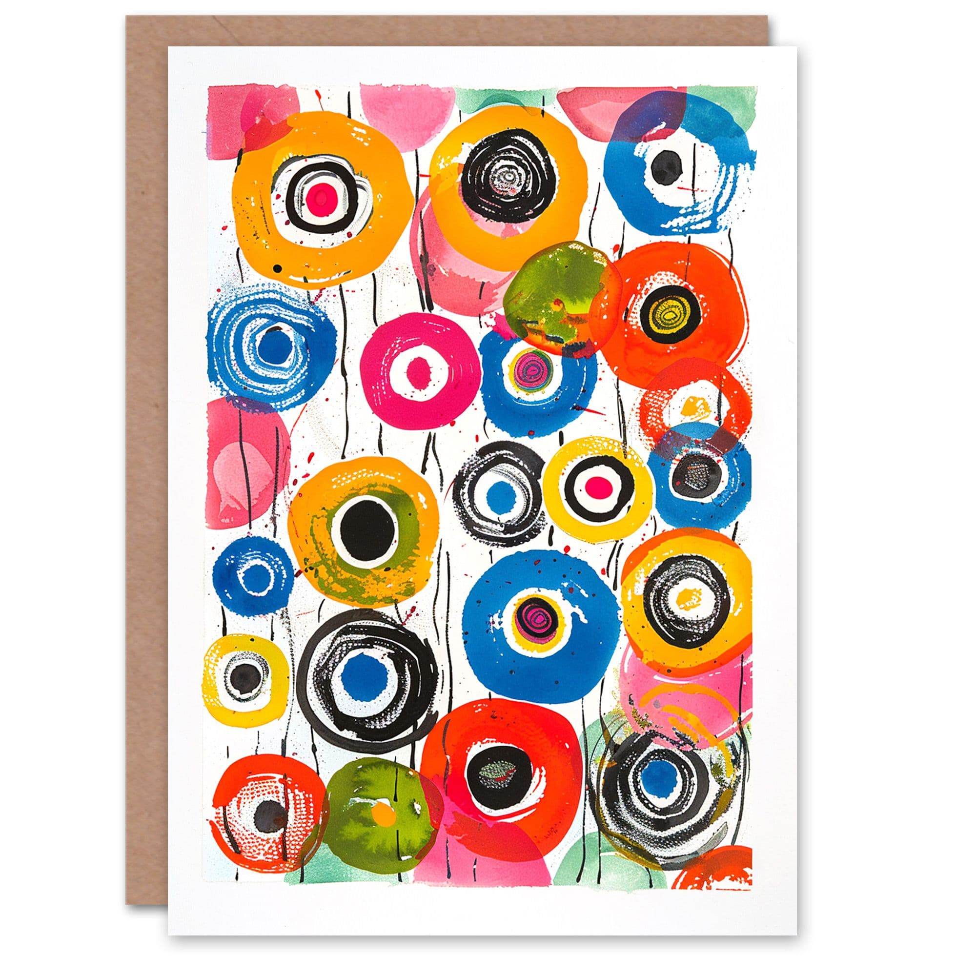 Colourful Abstract Circles Kandinsky Style Bright Birthday Card
