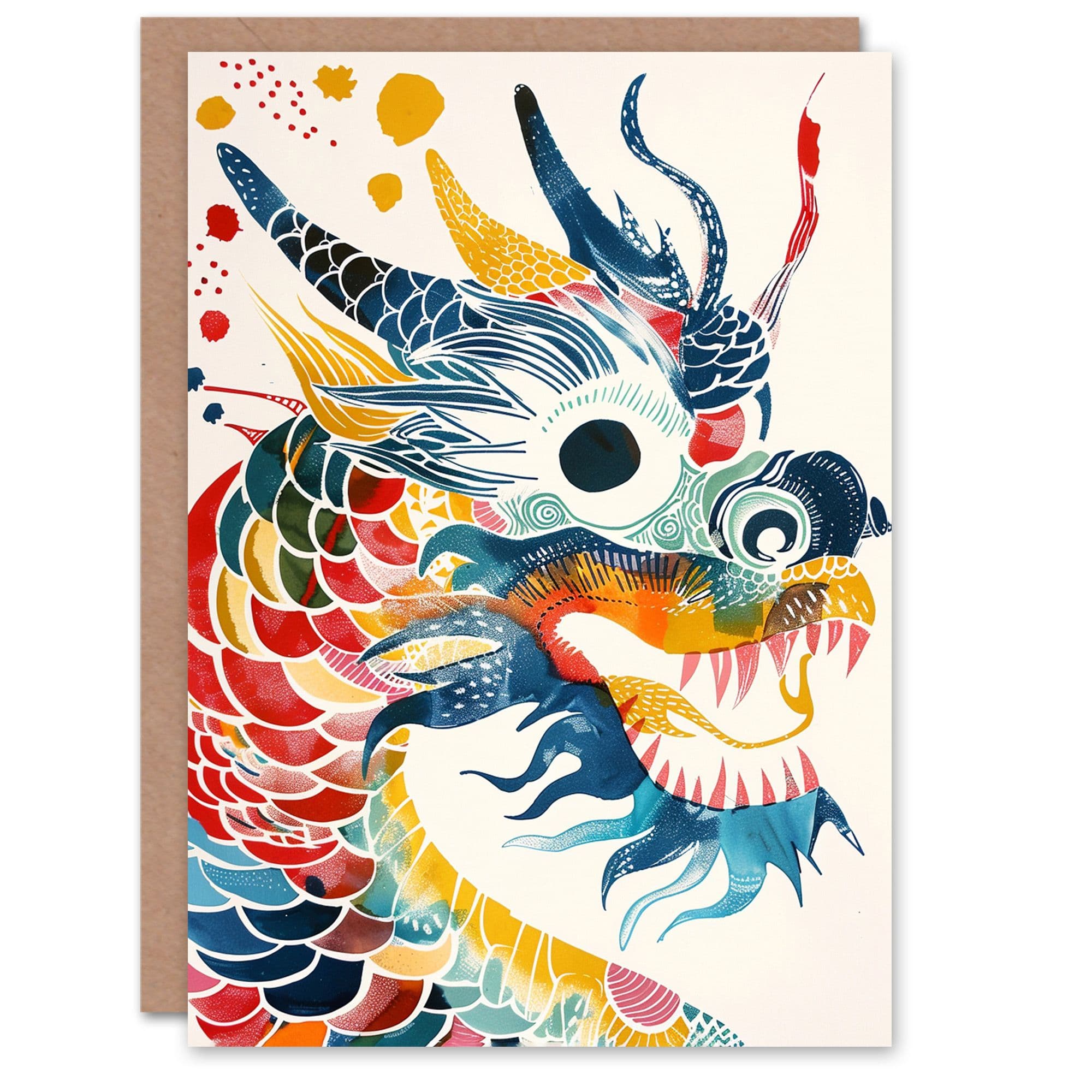 Chinese Dragon Colourful Design Birthday Card
