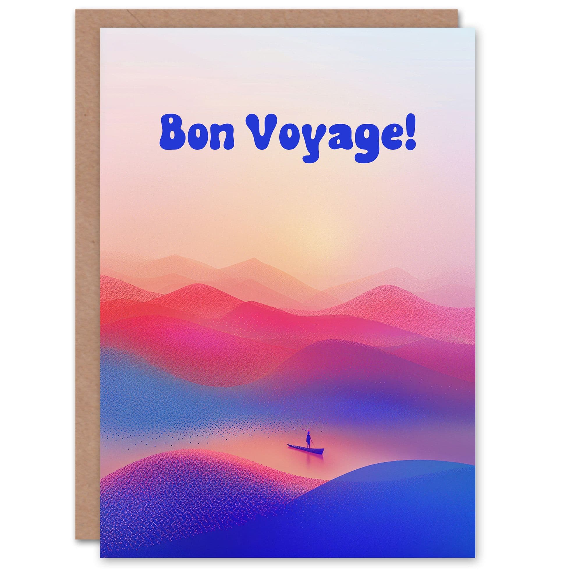 Abstract Lake Landscape Canoe Pink Bon Voyage Farewell Card