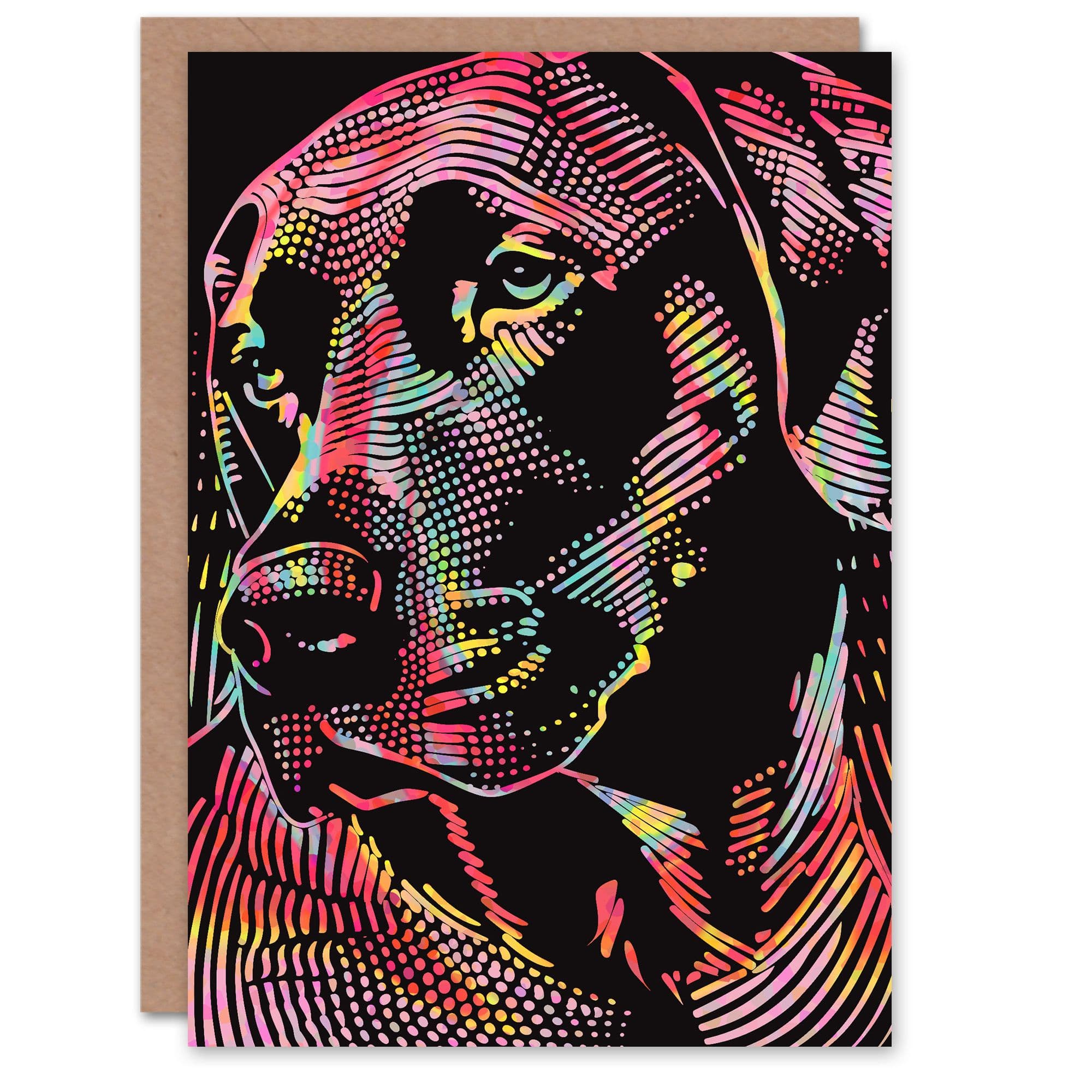 Dog Lover Trippy Colourful Labrador Retriever Birthday Card