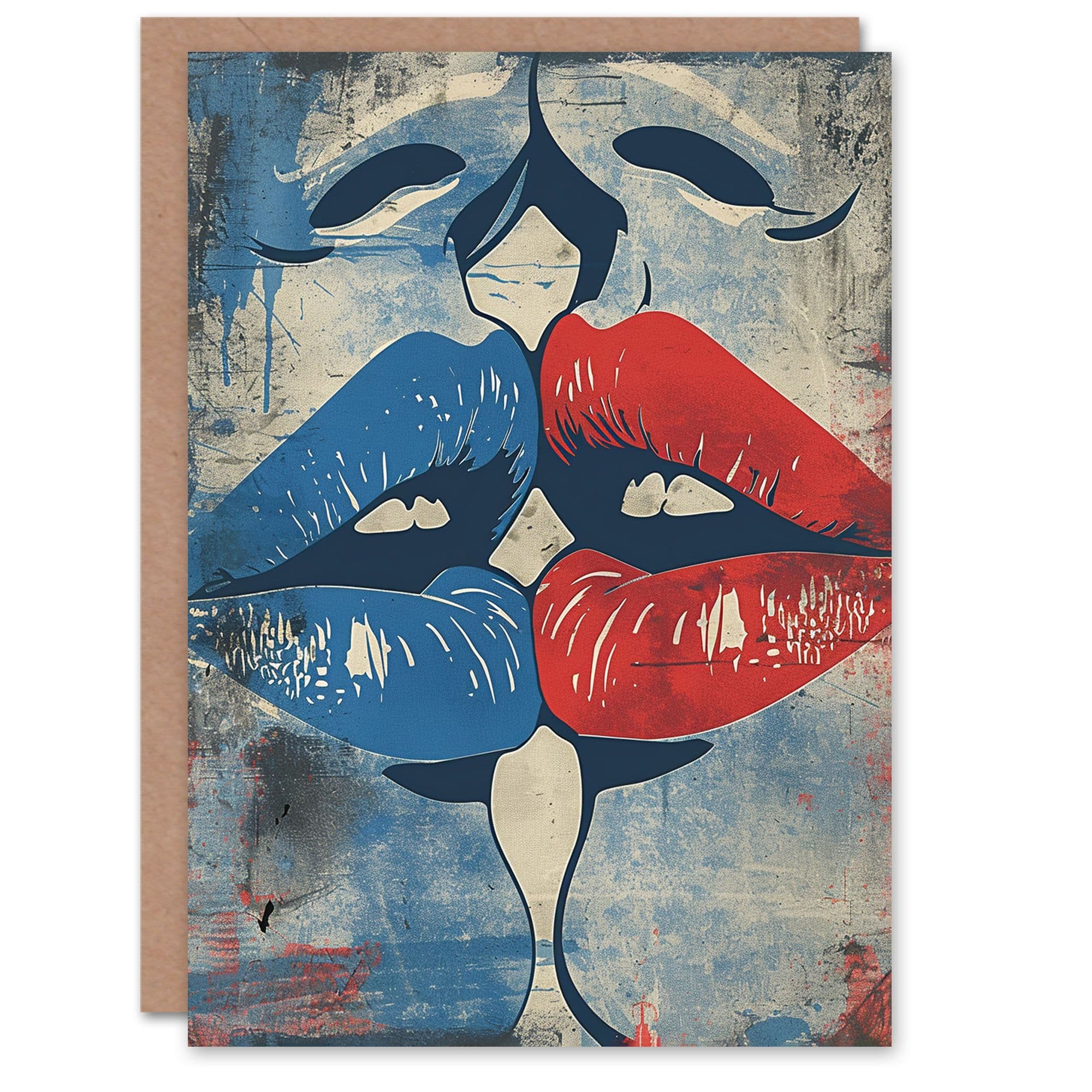 Lesbian Kiss Red Lips Comic Book Pop Art Birthday Card