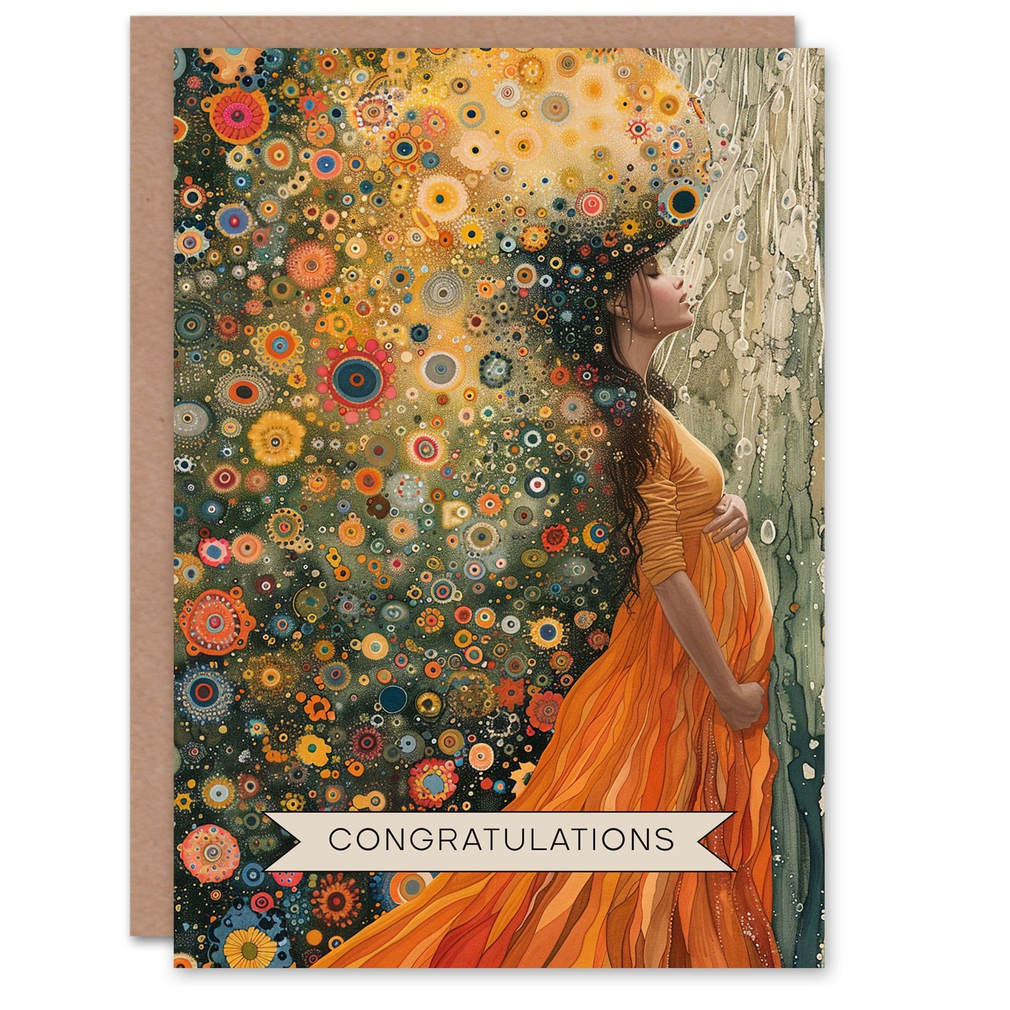 Abstract Klimt Style Pregnant Woman Motherhood New Baby Card