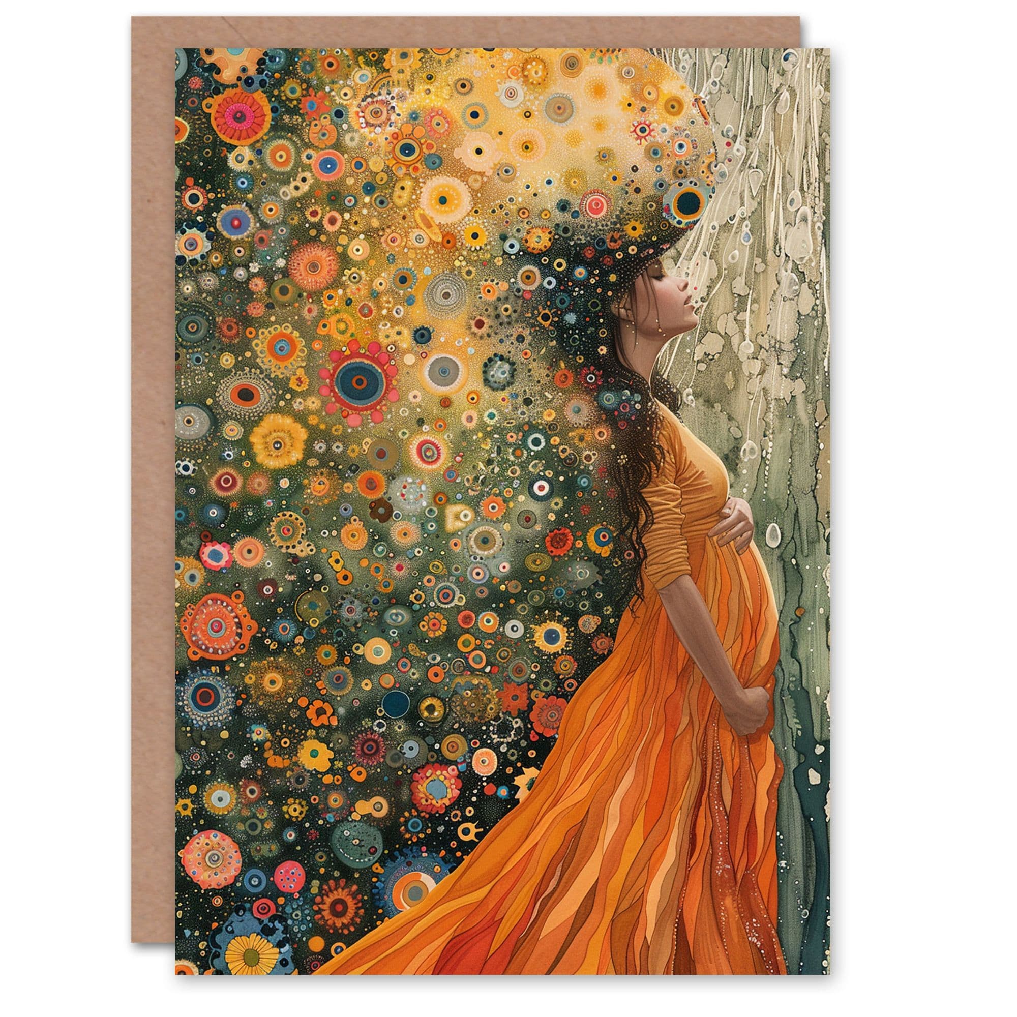 Abstract Klimt Style Pregnant Woman Mother Nature Birthday Card