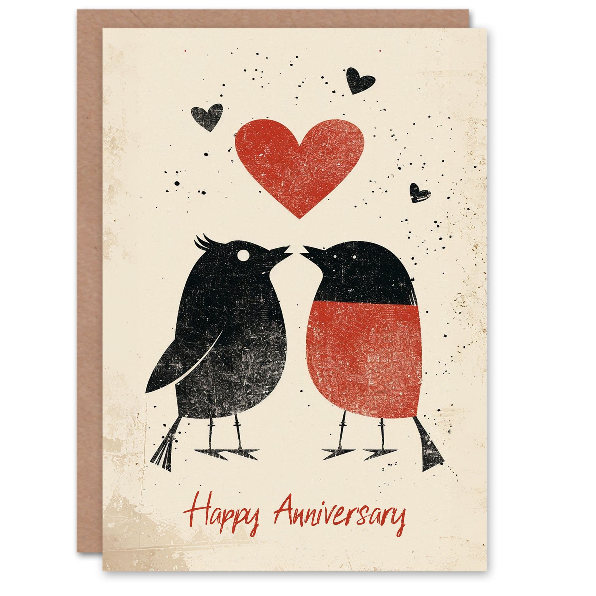 Simple Robin Birds Couple Love Heart Anniversary Card