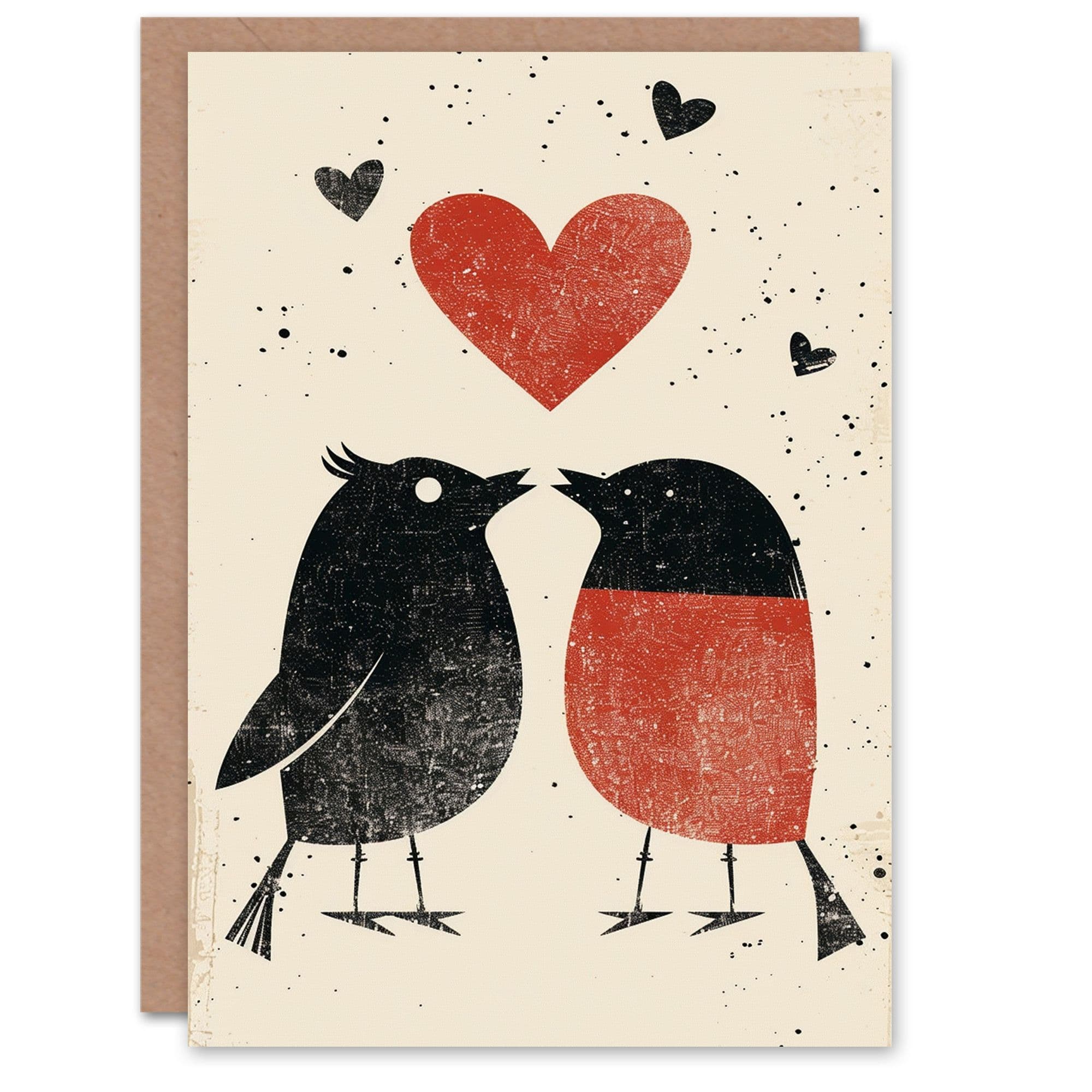 Simple Robin Birds Couple Love Heart Valentines Day Card