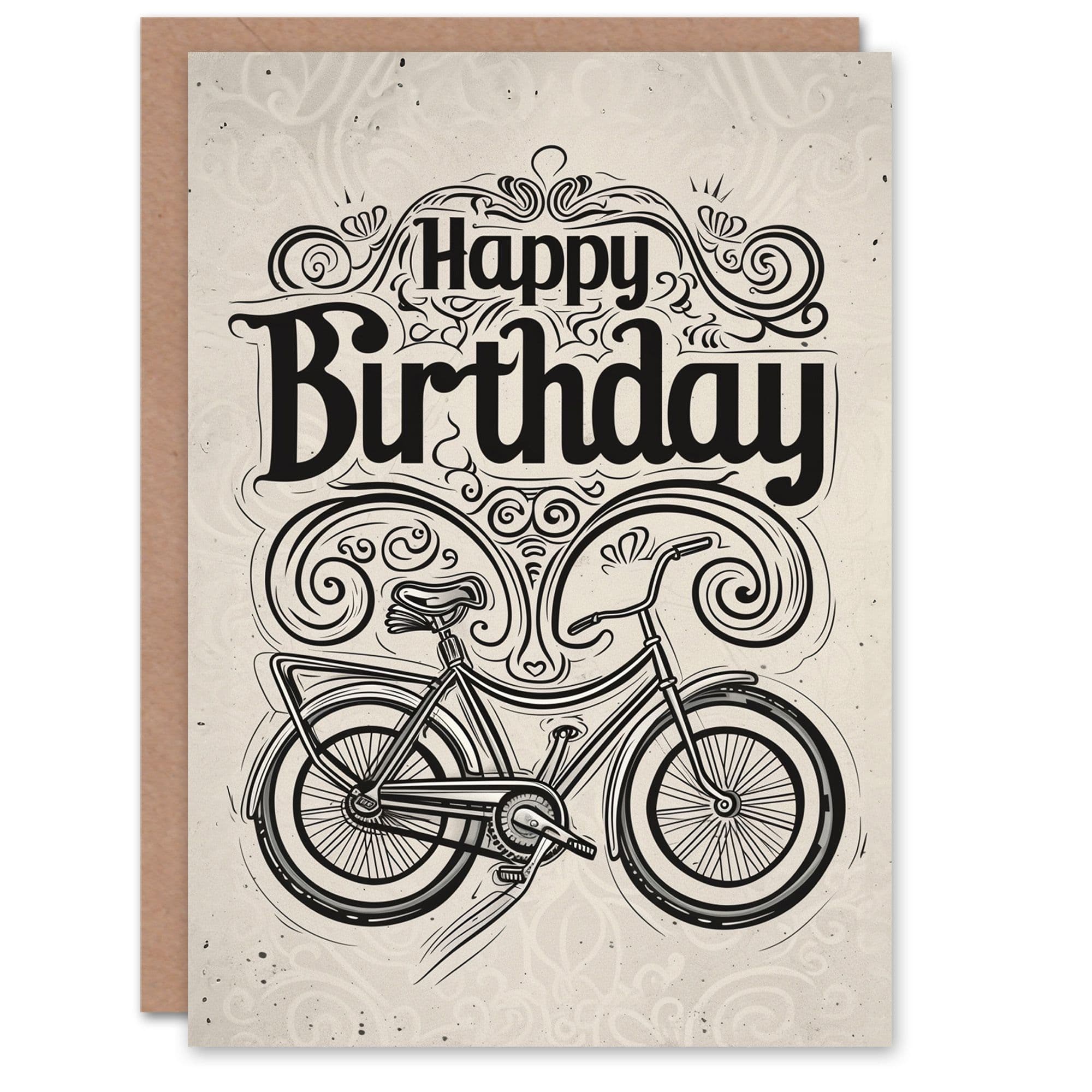 Bicycle Design White Retro Tattoo Style Birthday Card