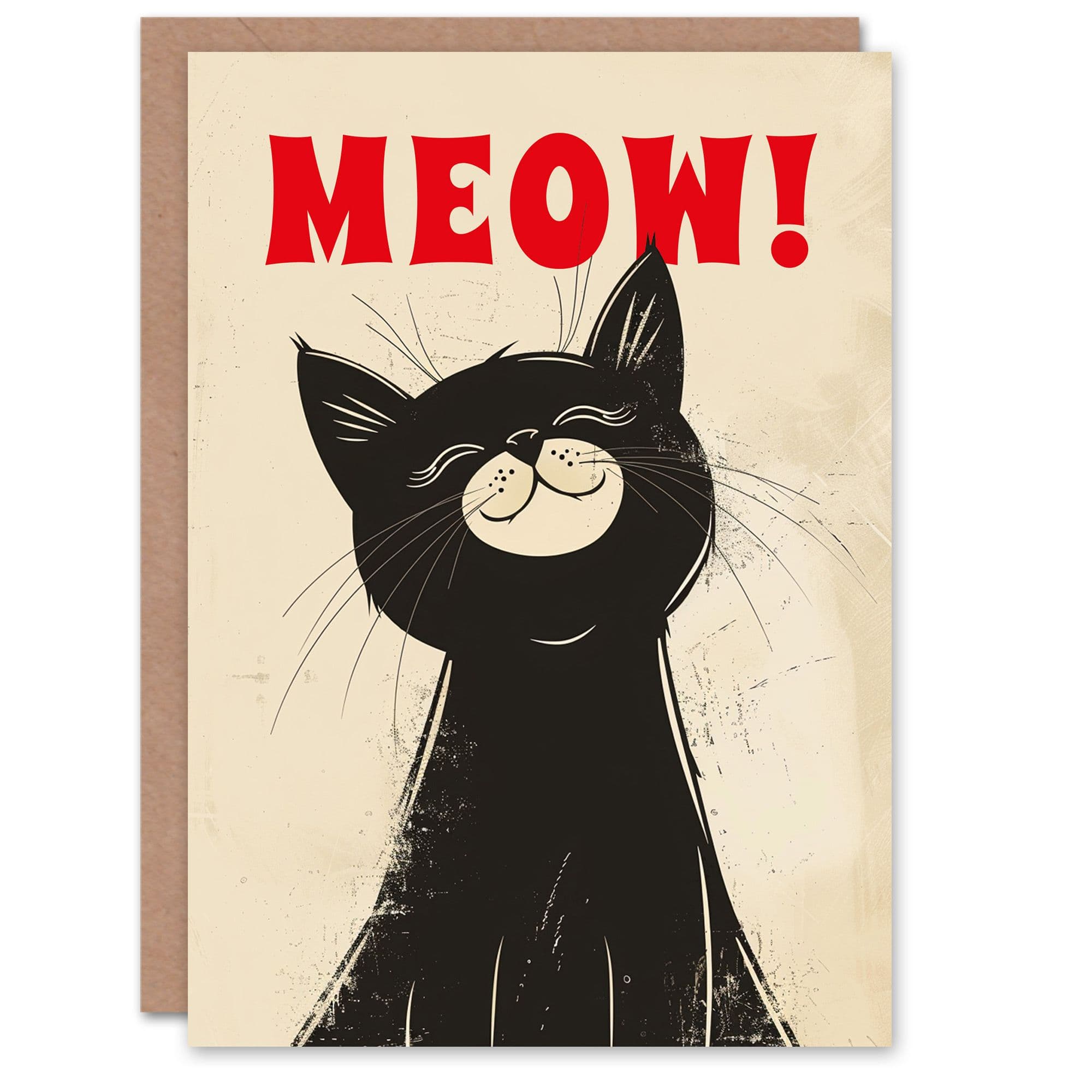 Happy Kitty Retro Cartoon Cat Lover Meow Birthday Card