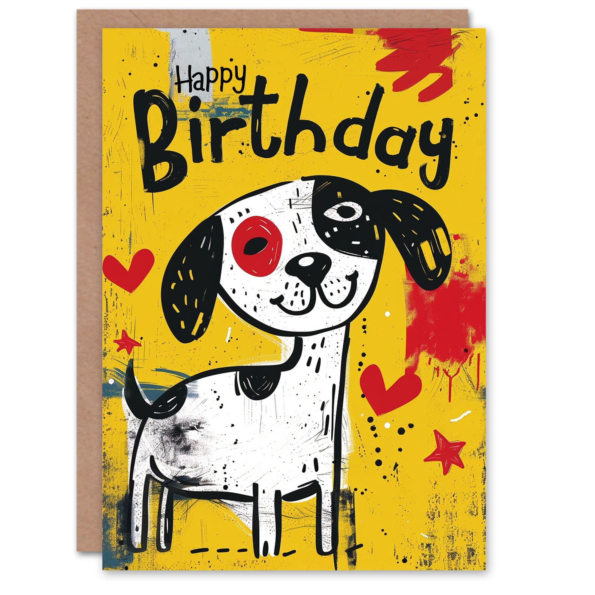 Puppy Love Hearts Cute Dog Lover Drawing Birthday Card