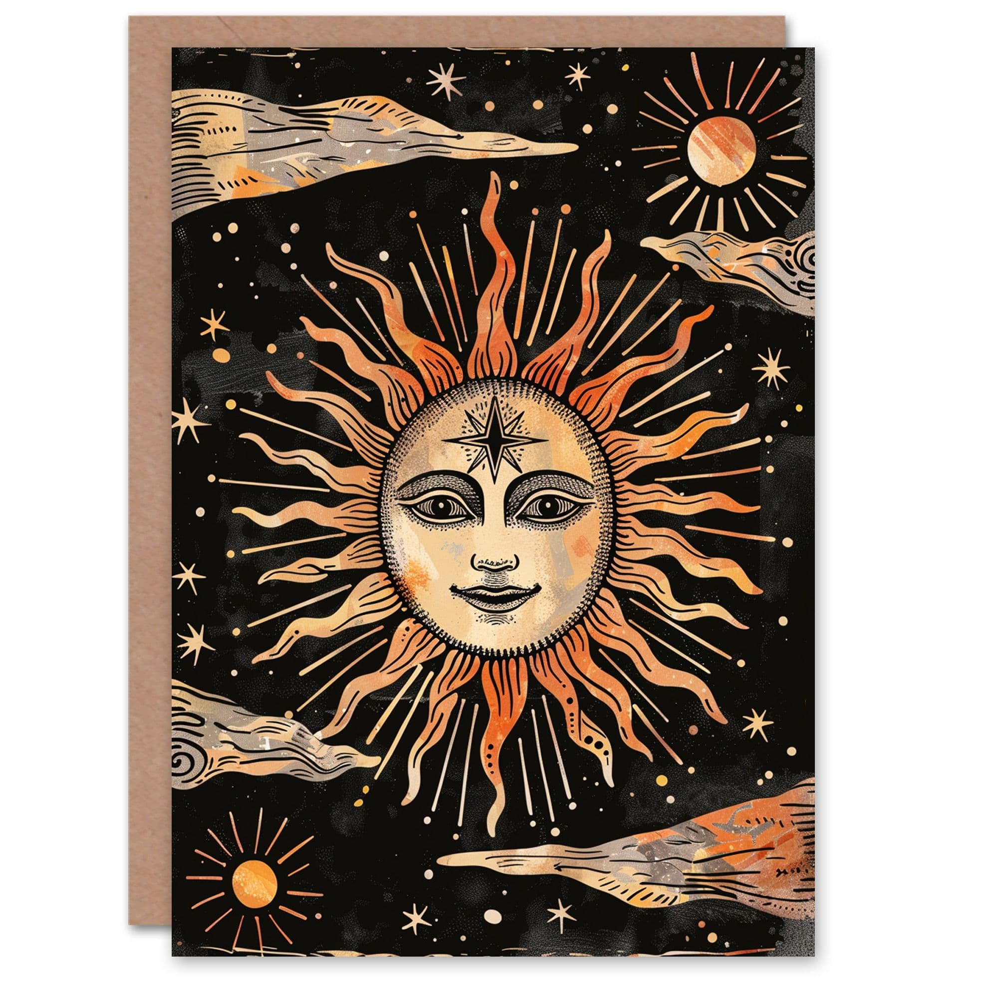 Sun Stars Sky Tarot Style Design Triumph Birthday Card