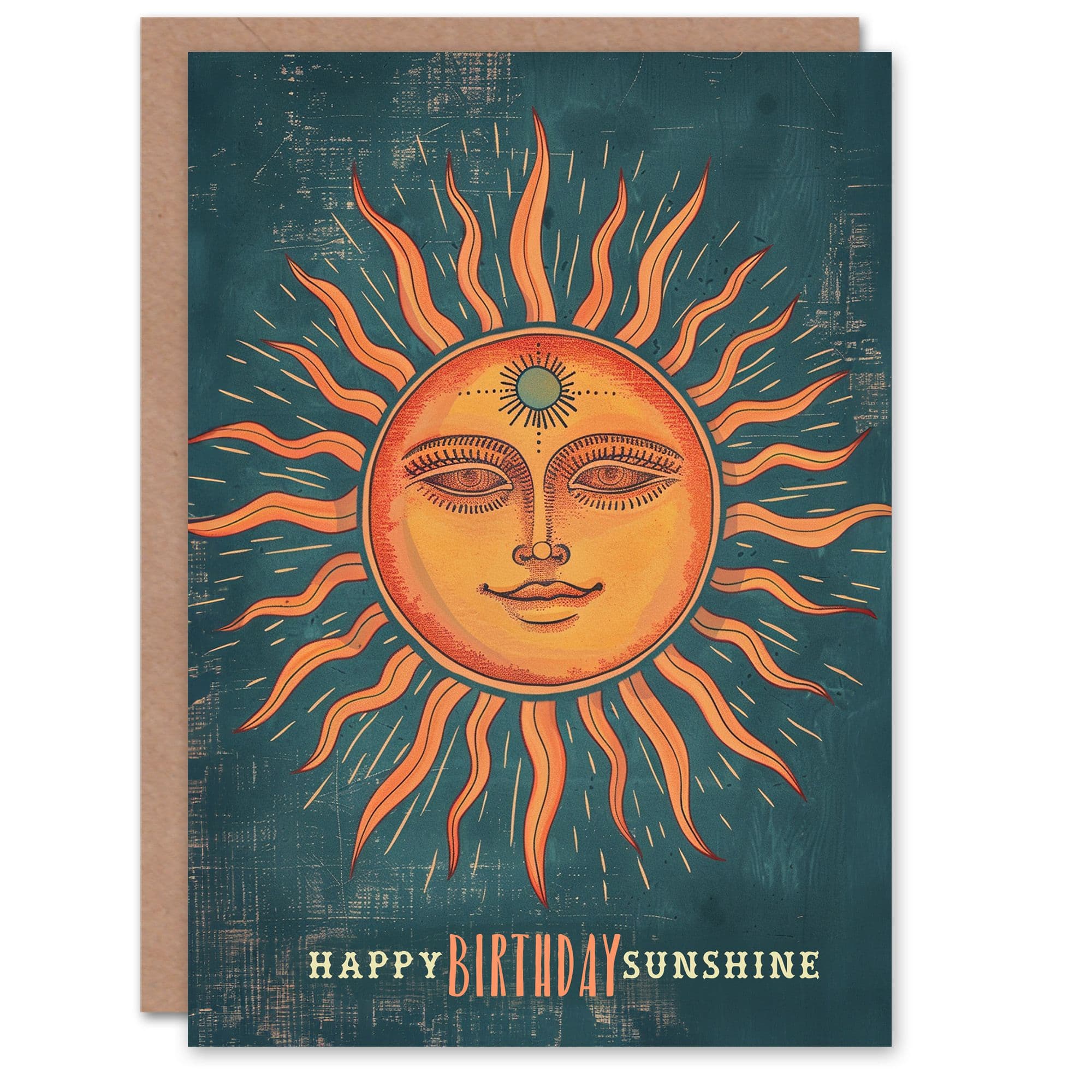 Smiling Sun Face Sunshine Tarot Style Design Birthday Card