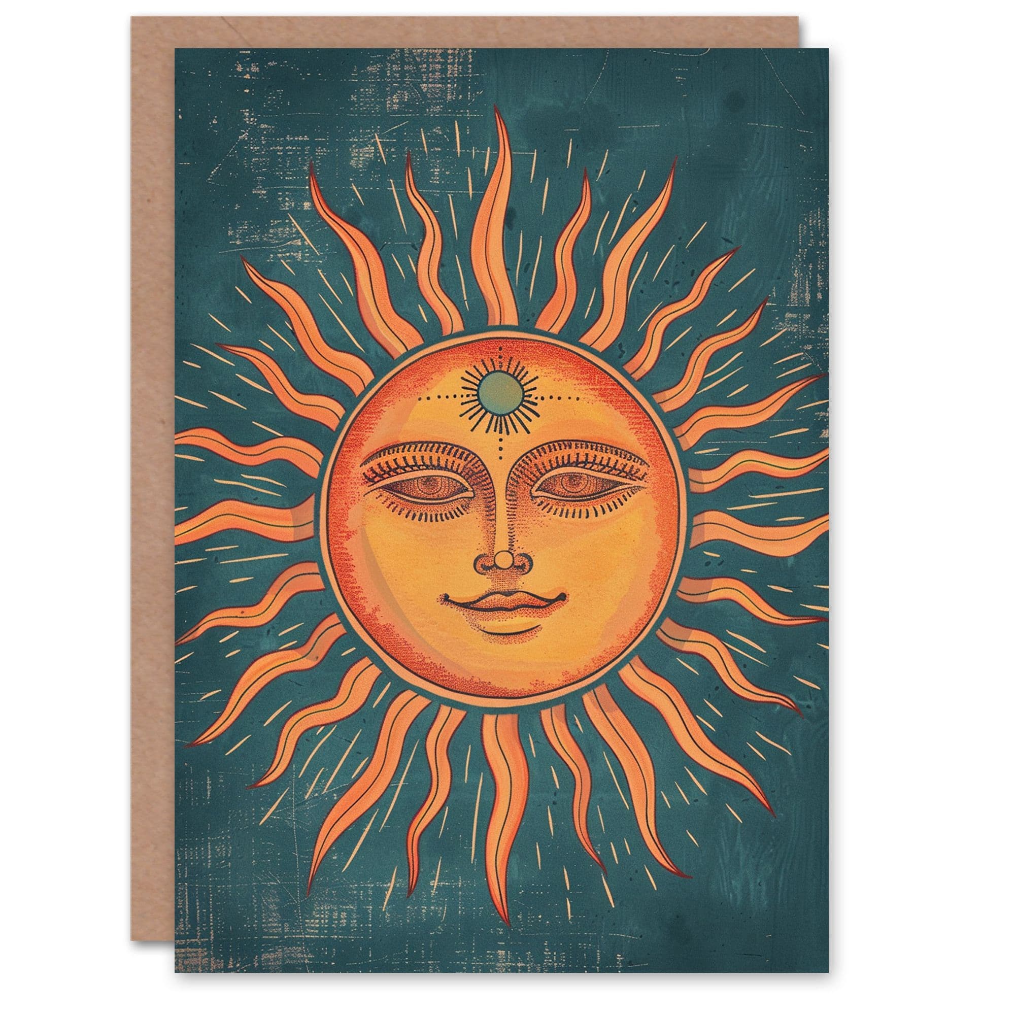 Tarot Style Design Sun Smiling Face Sunshine Birthday Card