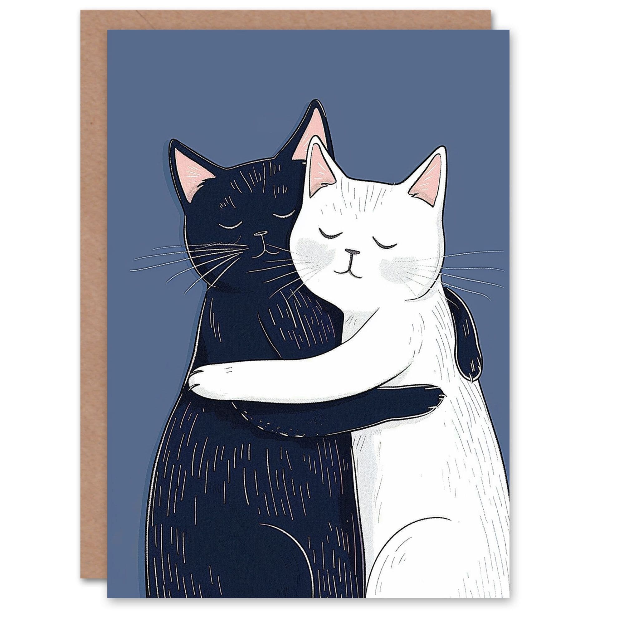 Two Cats Hugging Cute Sweet Animal Love Birthday Card