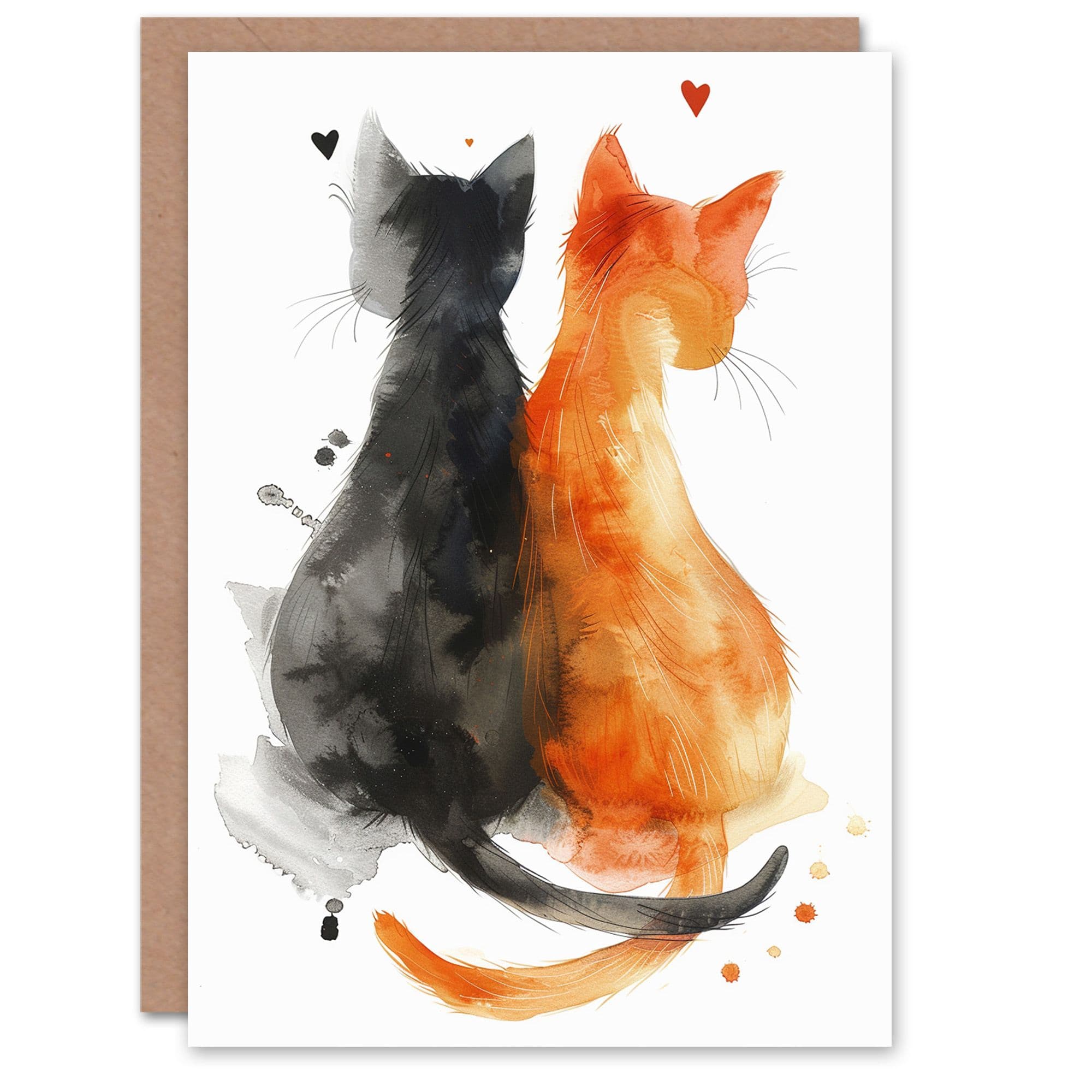 Black Cat Orange Tabby Lover Sweet Love Valentine's Day Card