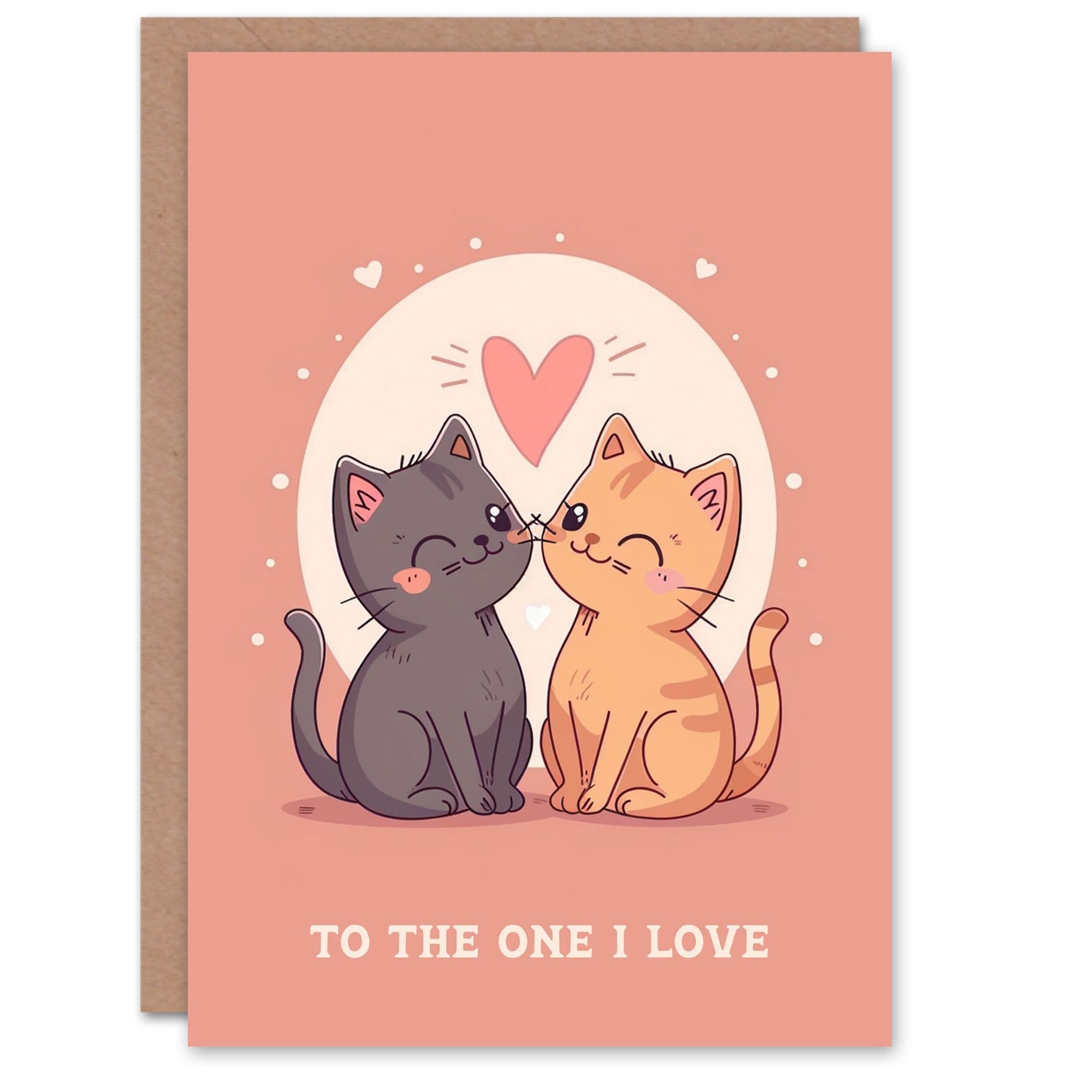 Two Kittens One I Love Cat Lover Kawaii Cartoon Birthday Card