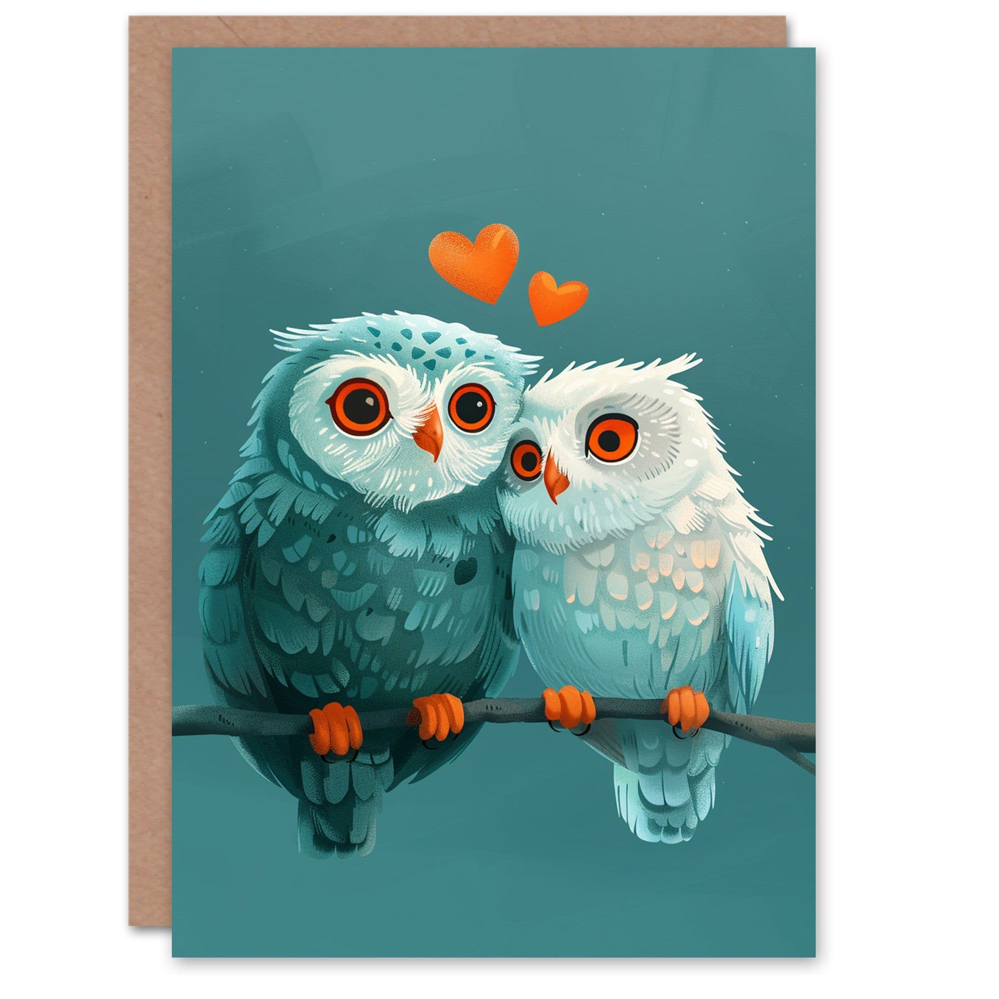 Two Cute Owls Love Night Sky Branch Valentines Day Card