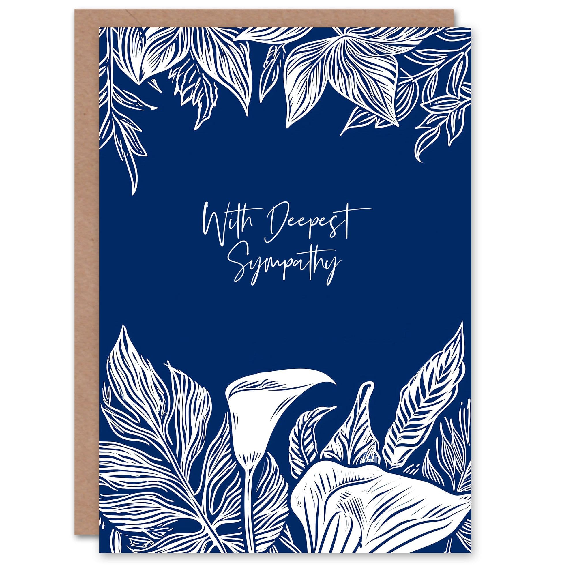 Calla Lily Flower Botanical White on Blue Sympathy Card