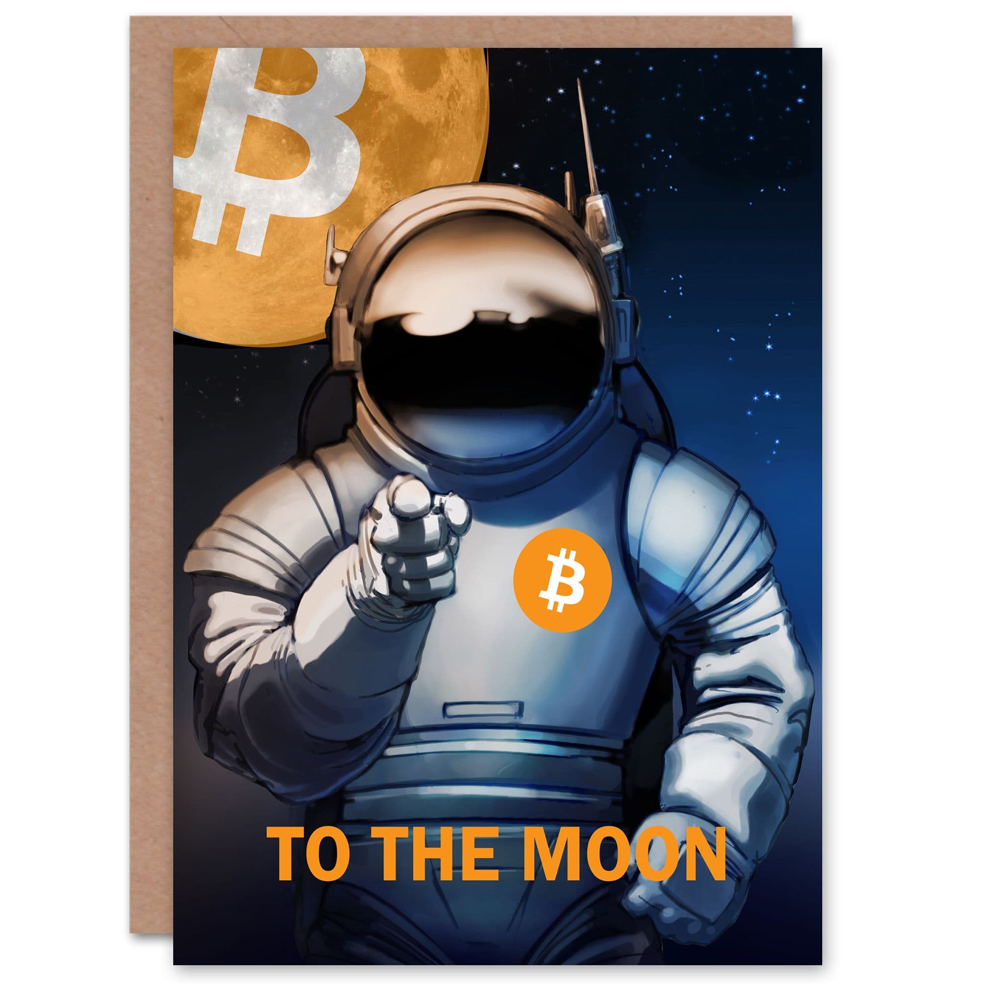 Greeting Card Bitcoin To Moon Crypto Astronaut Satoshi Birthday Card