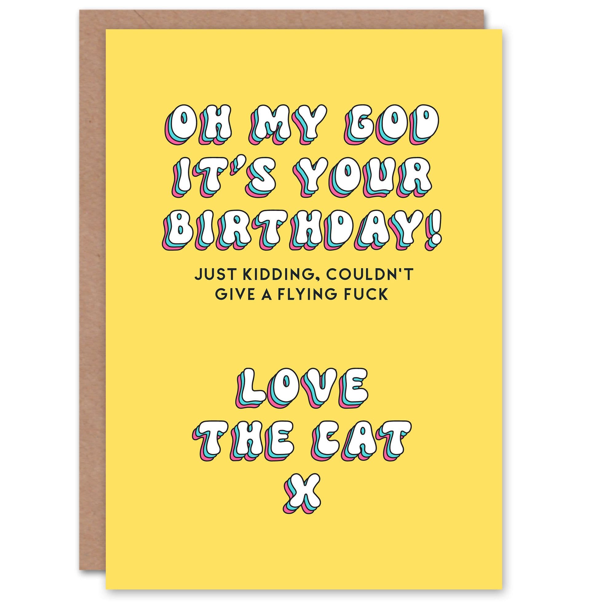 Greeting Card Cat Dont Give F*ck Funny Rude Birthday