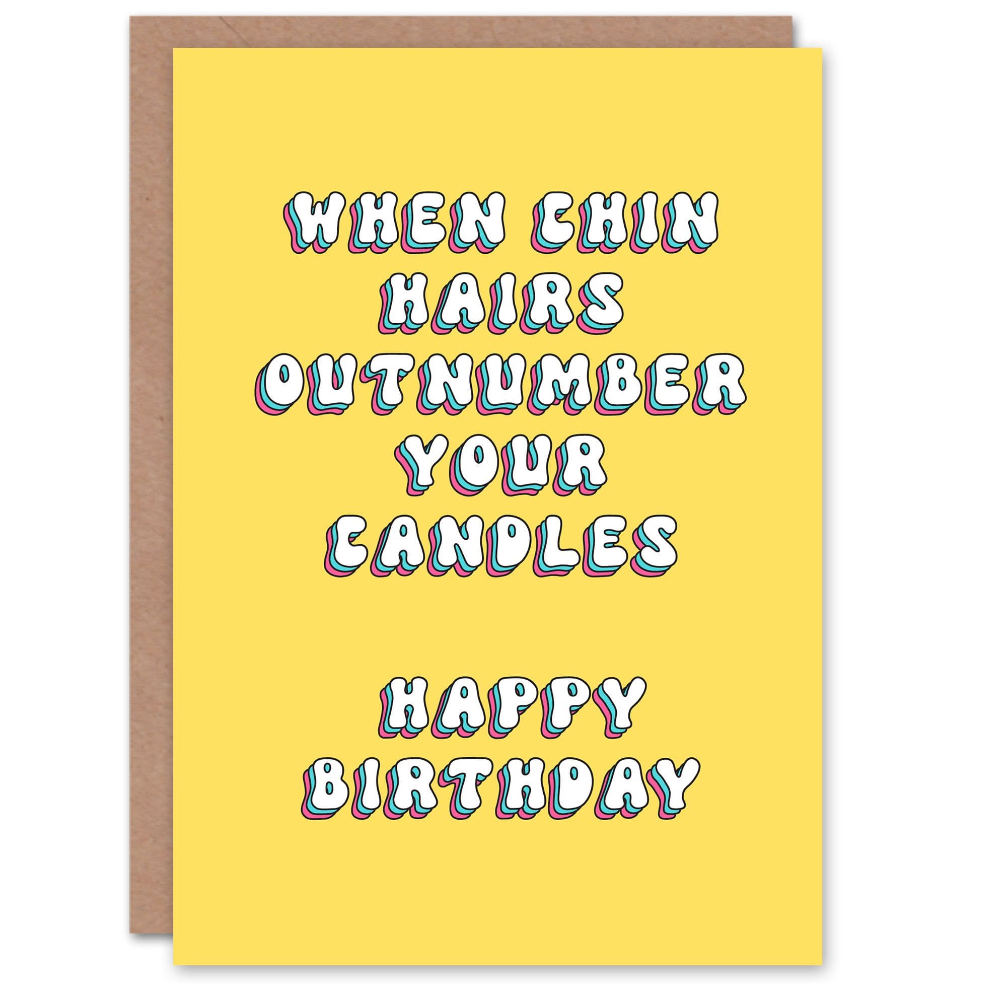 Greeting Card Chin Hairs Outnumber Candles Funny Cheeky Birthday