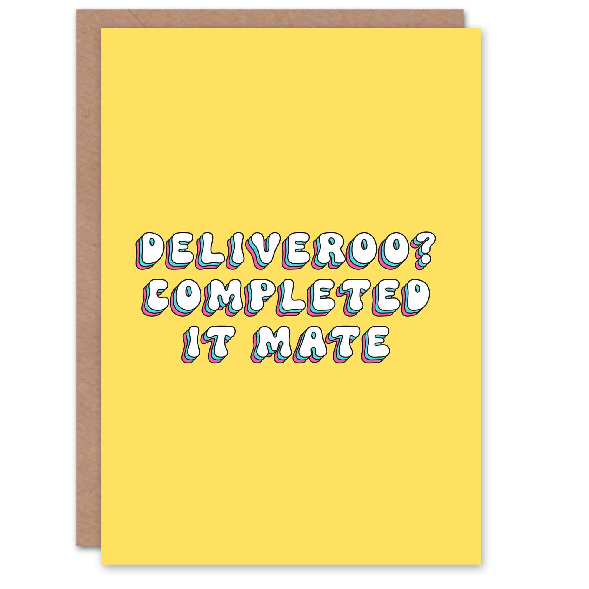 Greeting Card Food Delivery Joke Fun Bright Retro Birthday