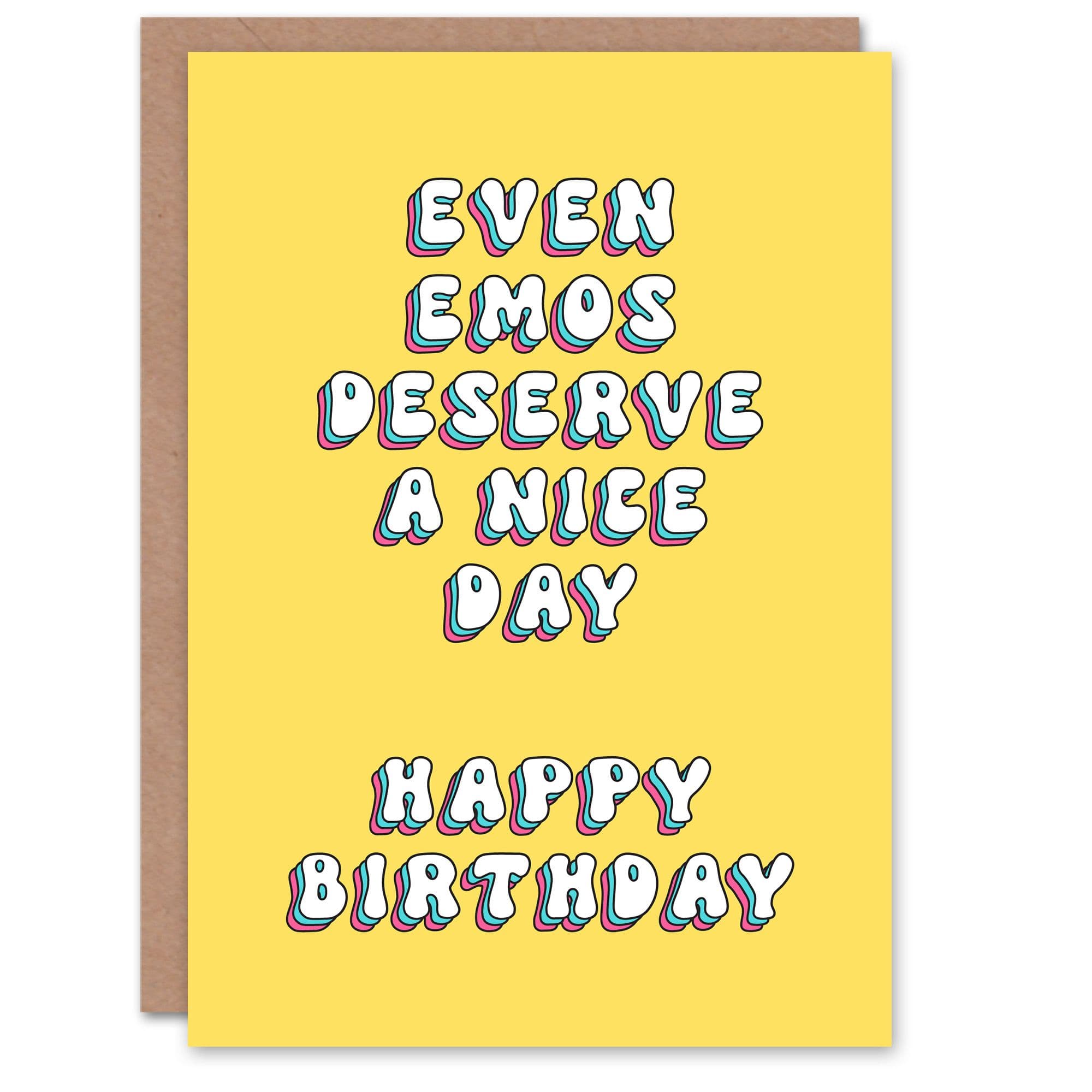 Greeting Card Even Emos Deserve Nice Day Funny Retro Birthday
