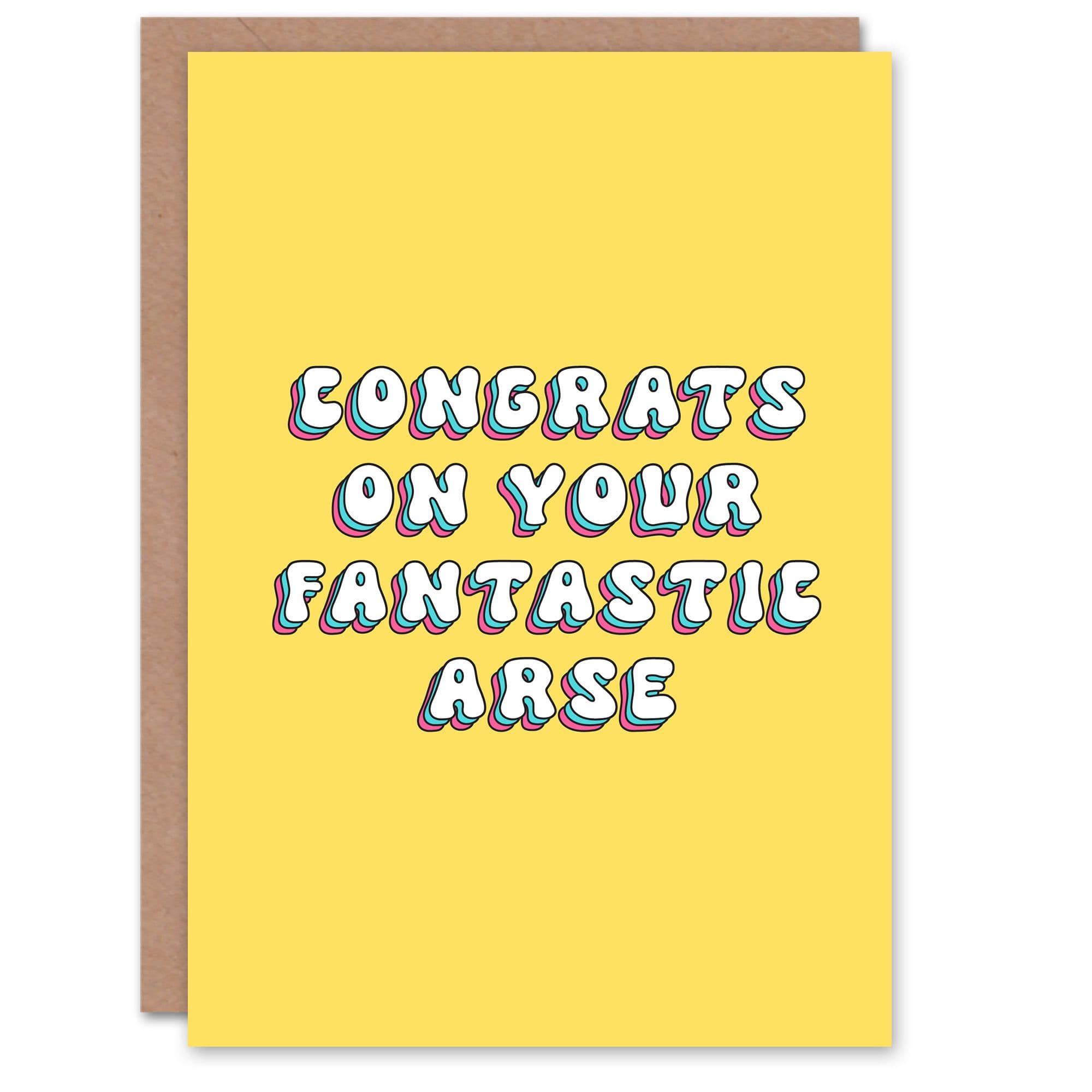 Greeting Card Congrats on Your Fantastic Arse Retro Yellow Birthday