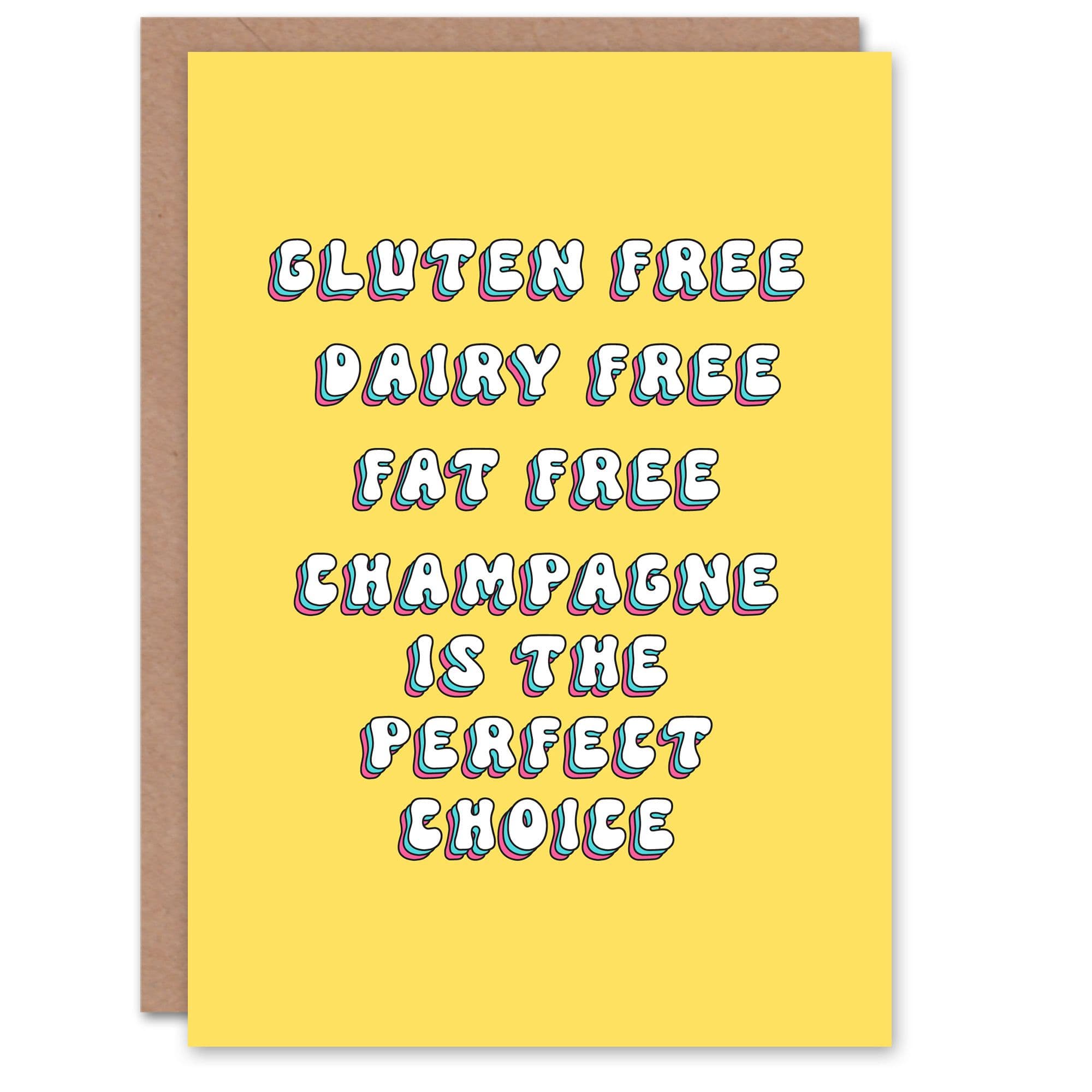 Greeting Card Champagne Perfect Choice Gluten Dairy Fat Free Birthday