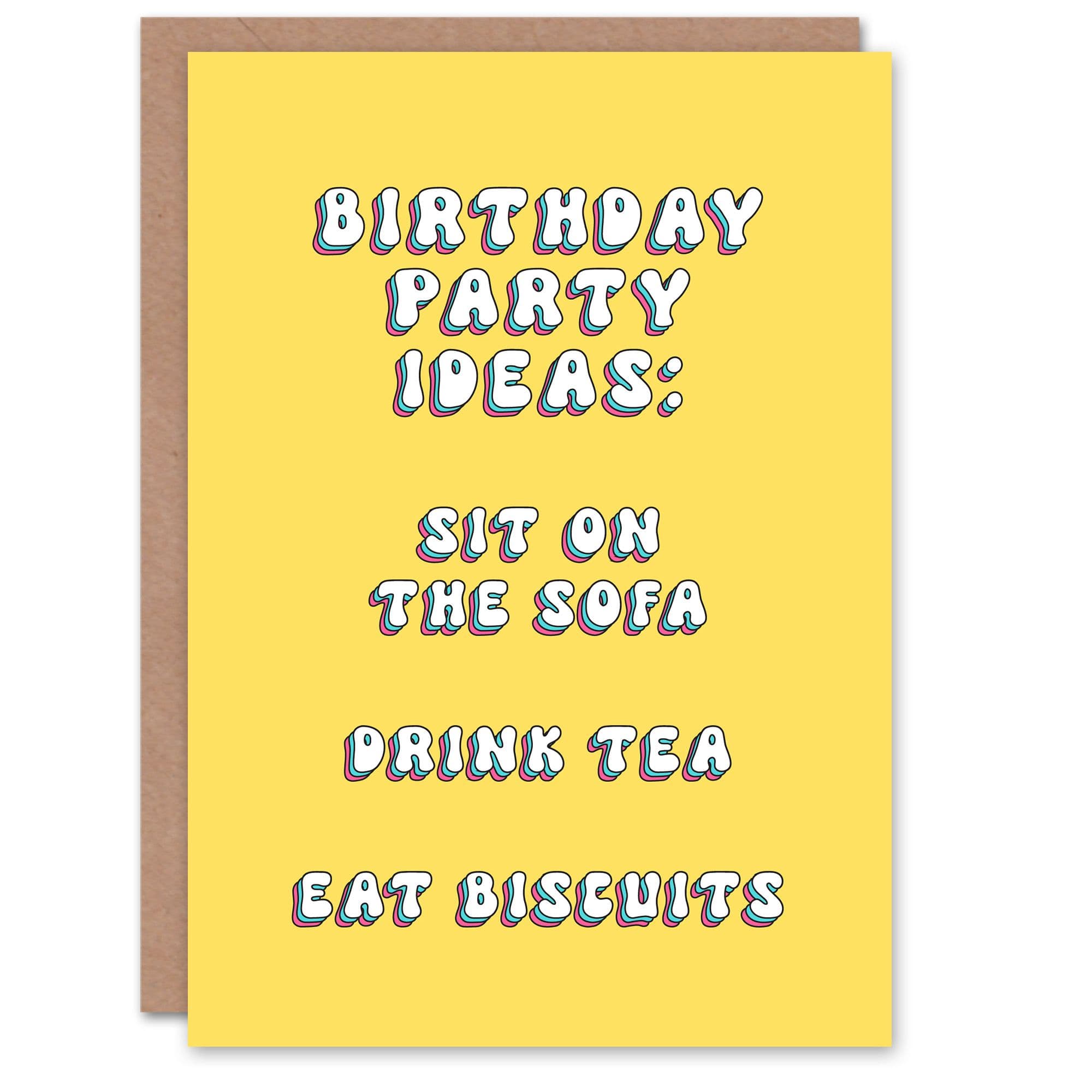 Greeting Card Sofa Tea Biscuits Introvert Party Ideas Funny Birthday