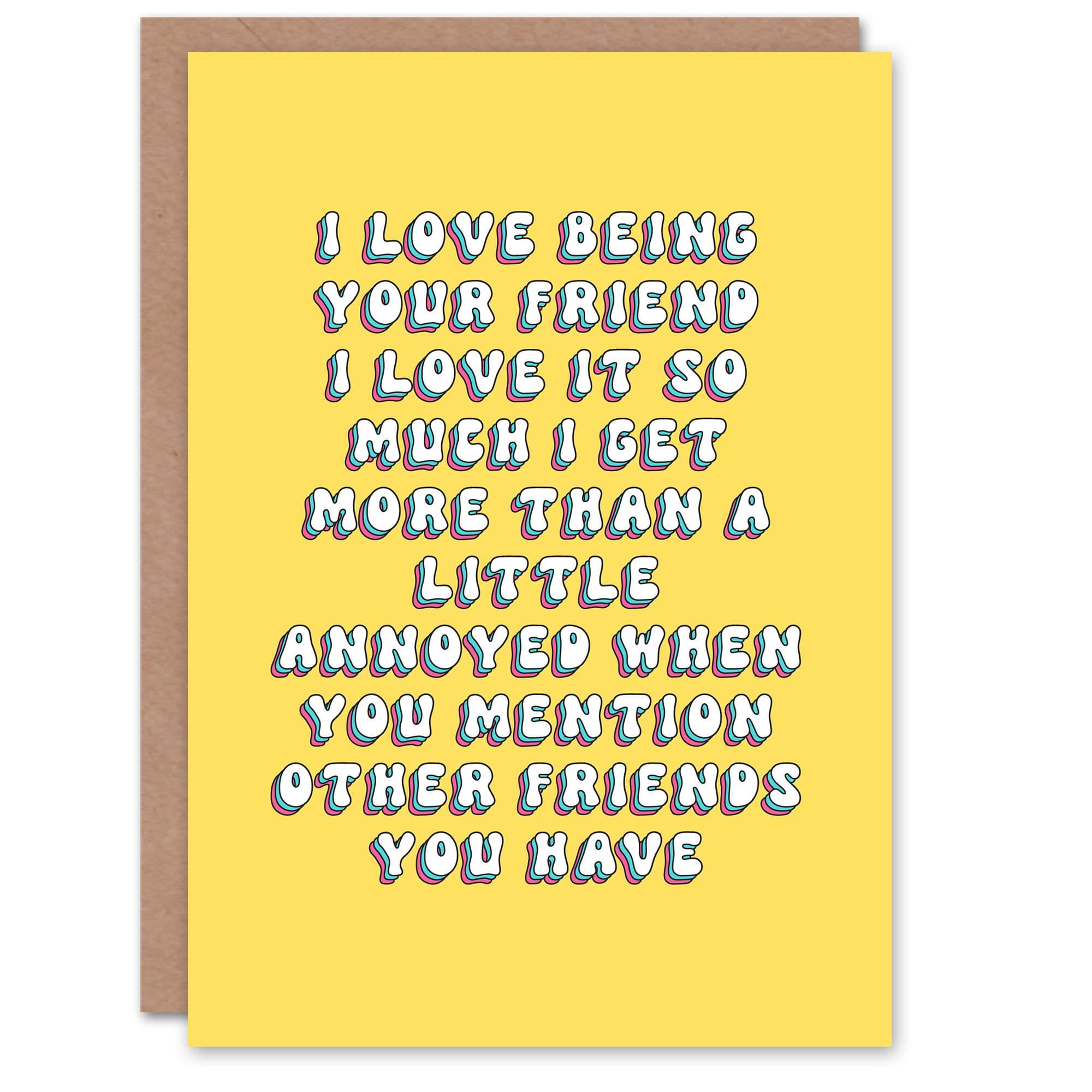 Greeting Card Jealous Friendship Love Funny Sweet Retro Birthday