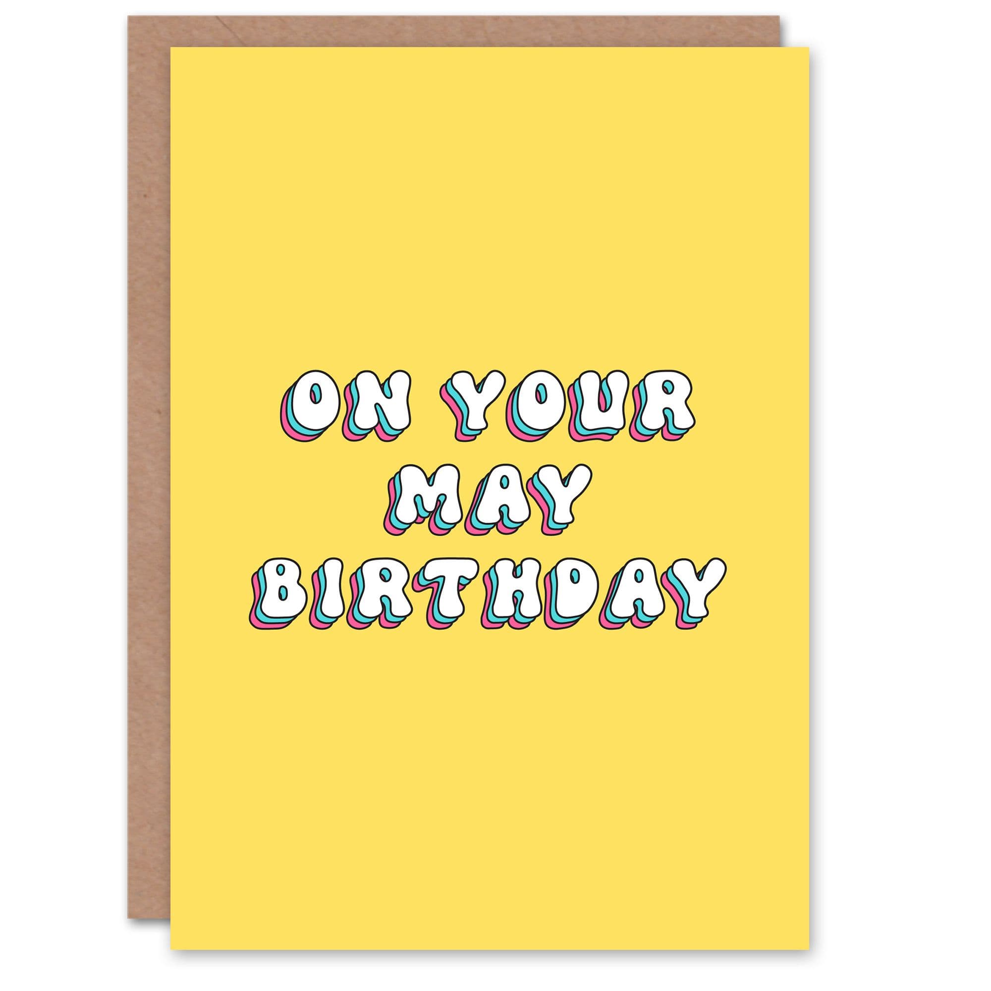 Greeting Card Born May Fun Bright Retro Birthday