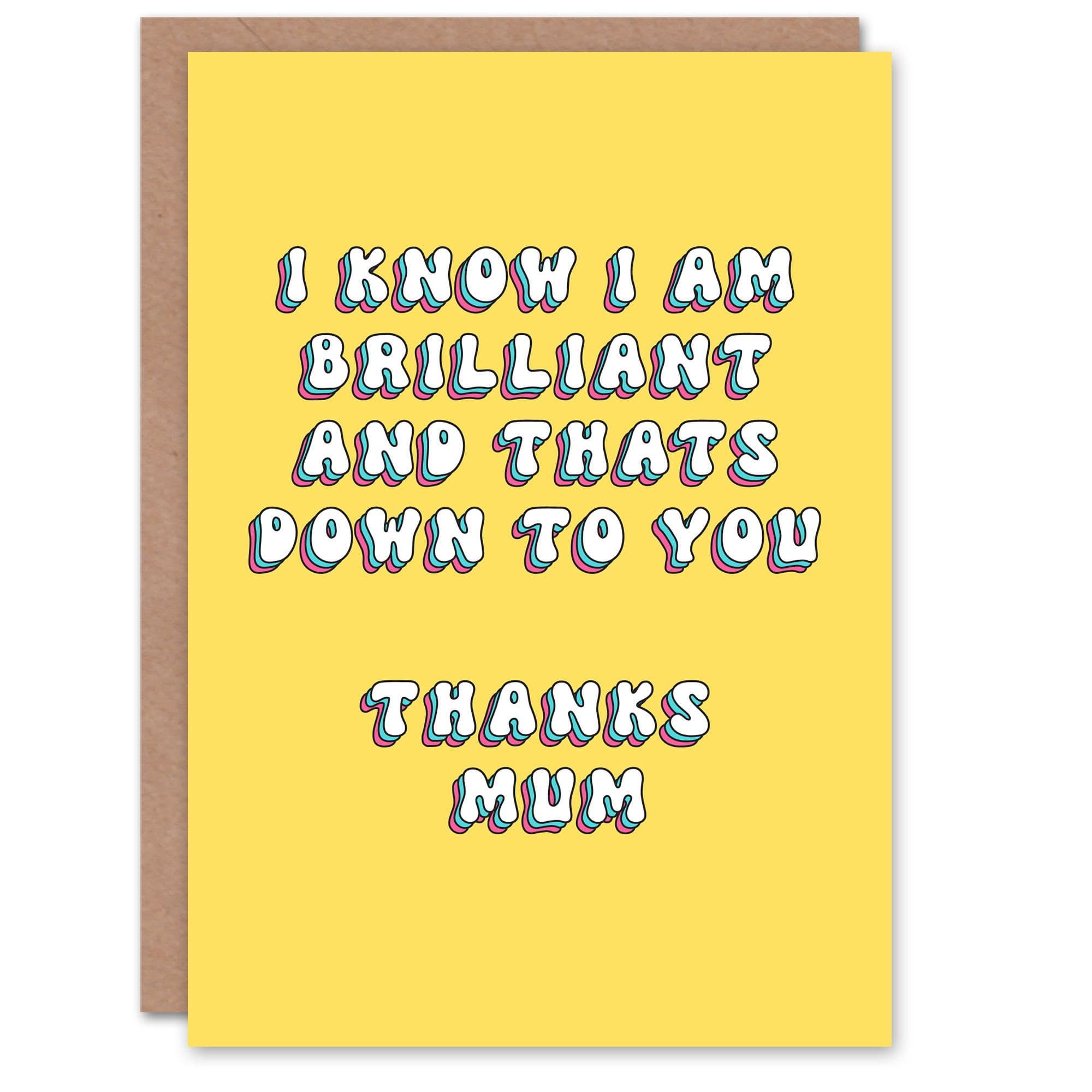 Greeting Card Brilliant Because of You Bright Retro Yellow Birthday
