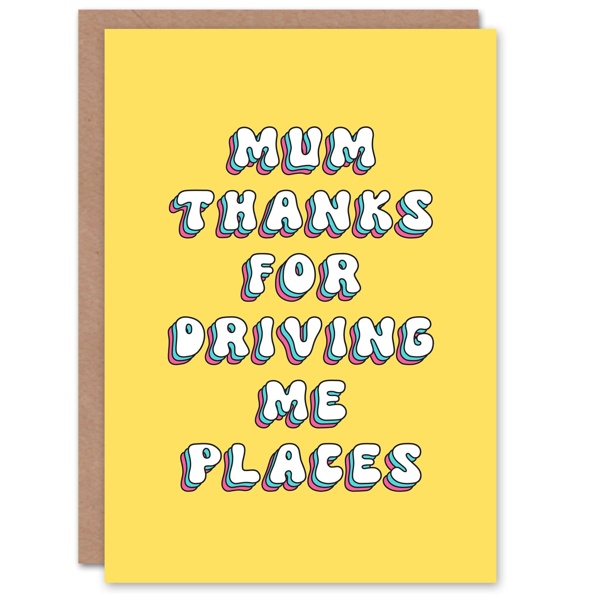Birthday Card Thanks Driving Me Places Bright Retro