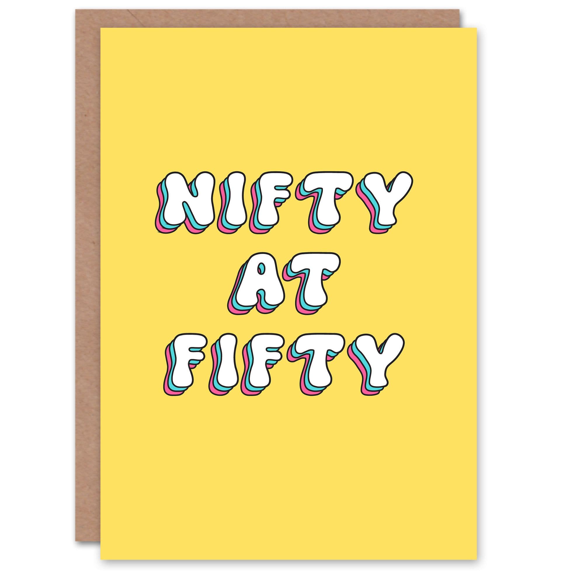 Greeting Card Nifty At Fifty Attractive Stylish Retro Birthday