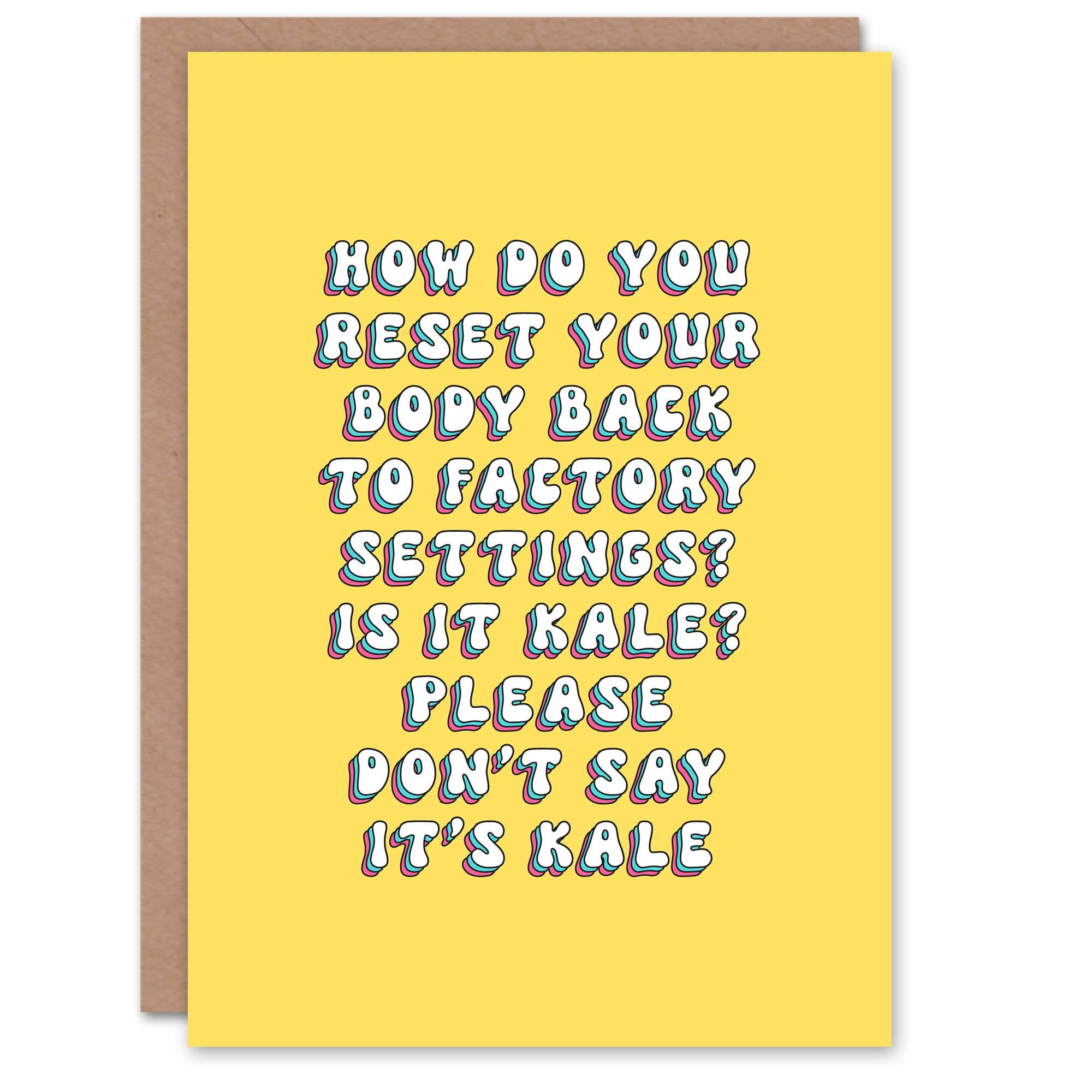 Greeting Card Kale Reset Body Factory Settings Funny Birthday