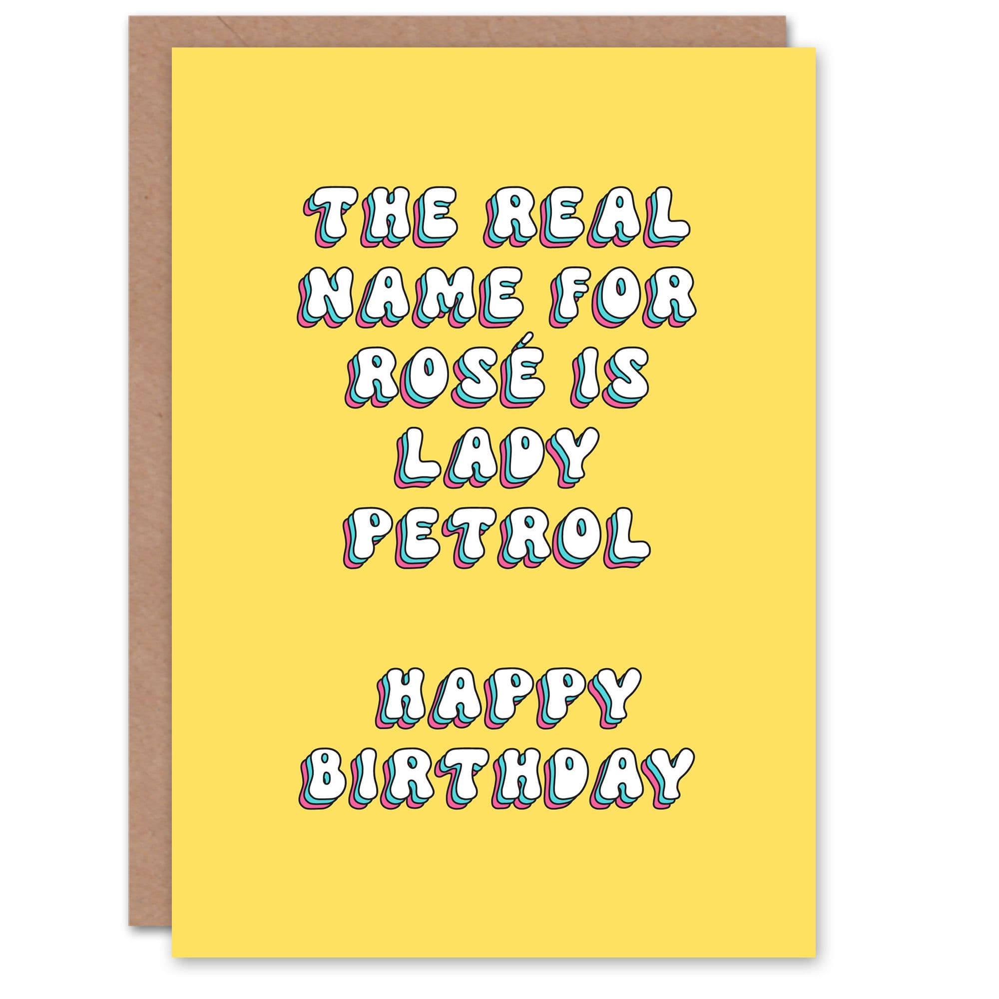 Greeting Card Real Name For Rose Wine Lady Petrol Birthday