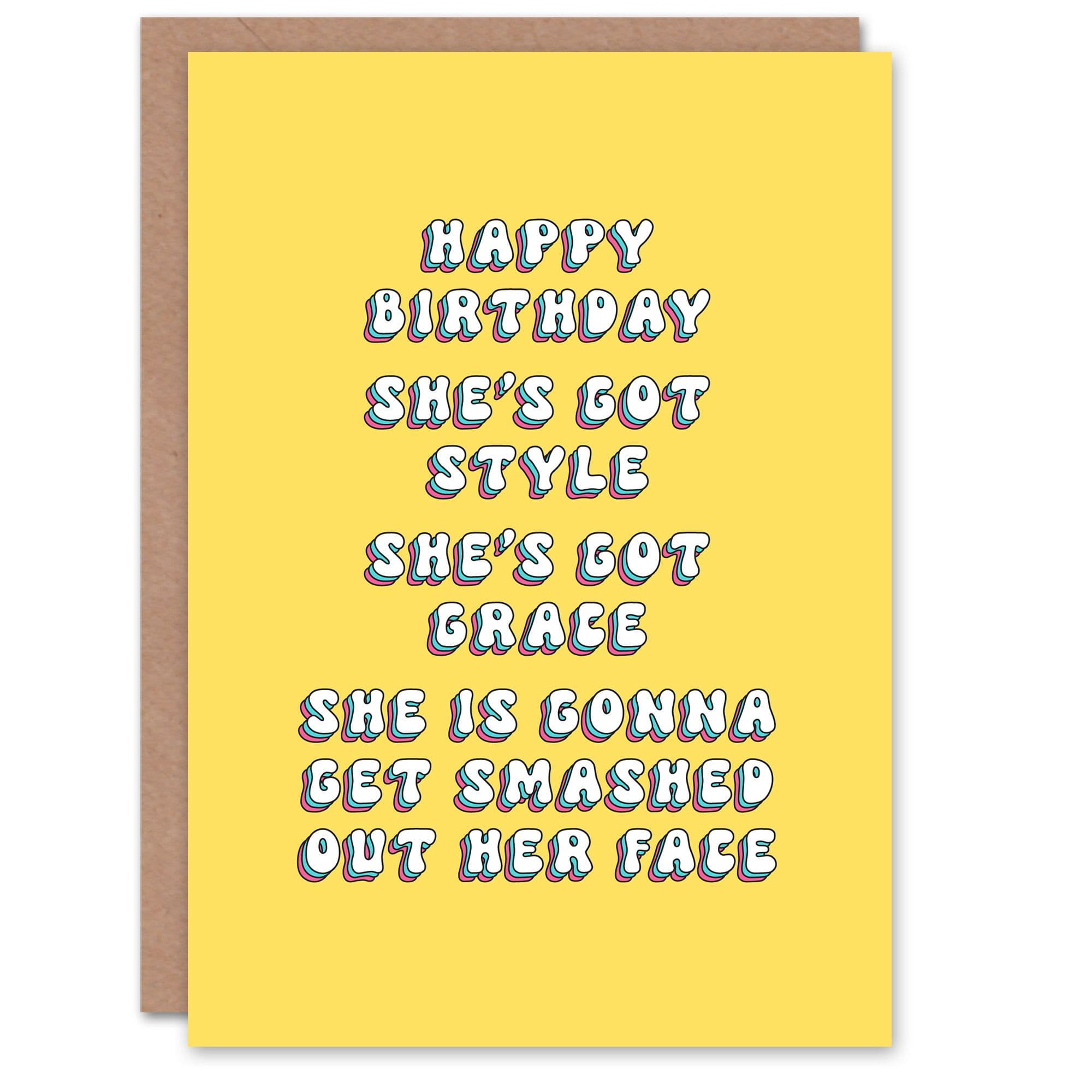 Greeting Card Style Grace Smashed Out Her Face Funny Fun Birthday