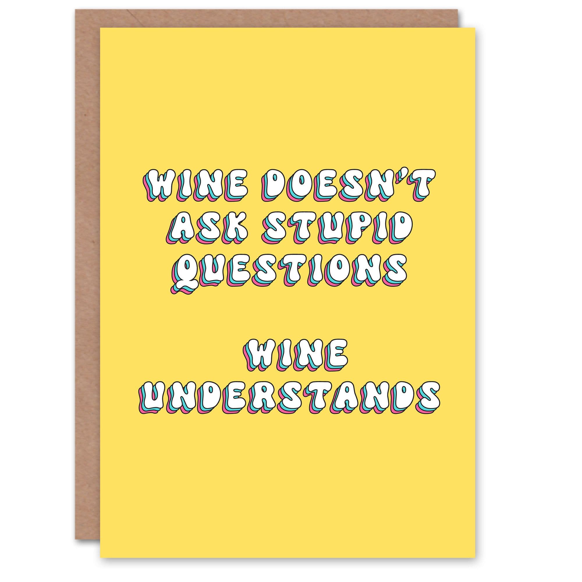 Greeting Card Wine Understands Funny Cheeky Retro Birthday