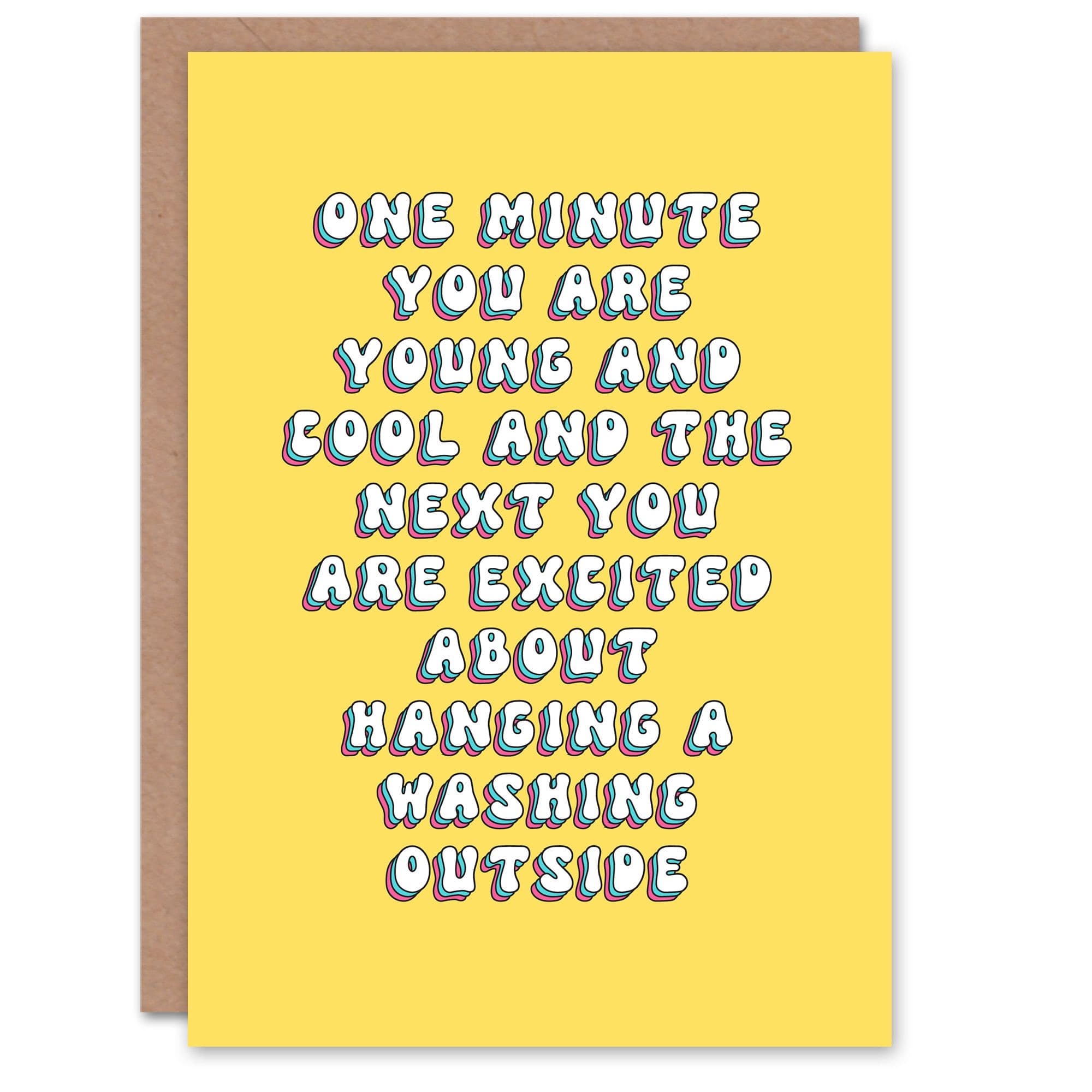 Greeting Card Excited About Hanging Washing Outside Funny Birthday