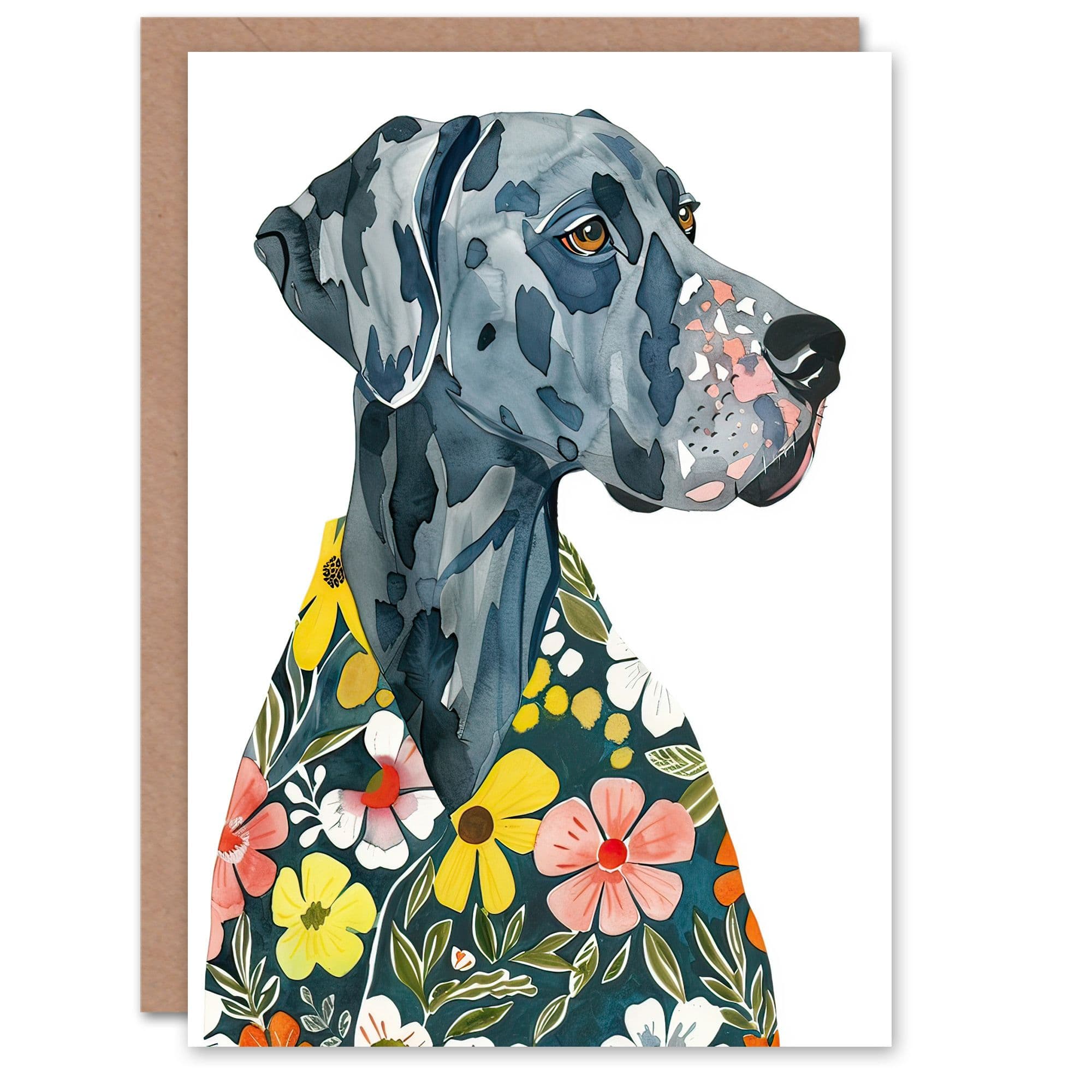 Greeting Card Dog Lover Hawaiian Shirt Great Dane Portrait Birthday