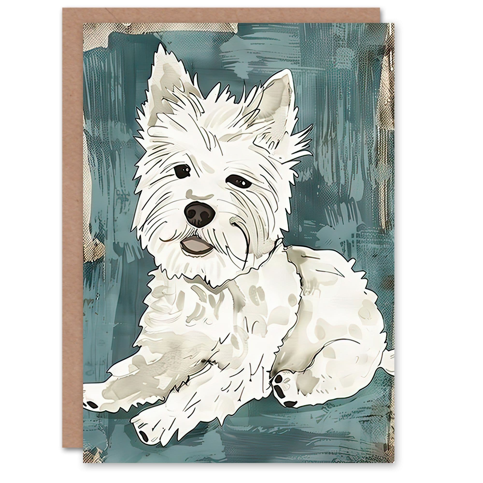 Greeting Card Dog Lover White West Highland Terrier Portrait Birthday