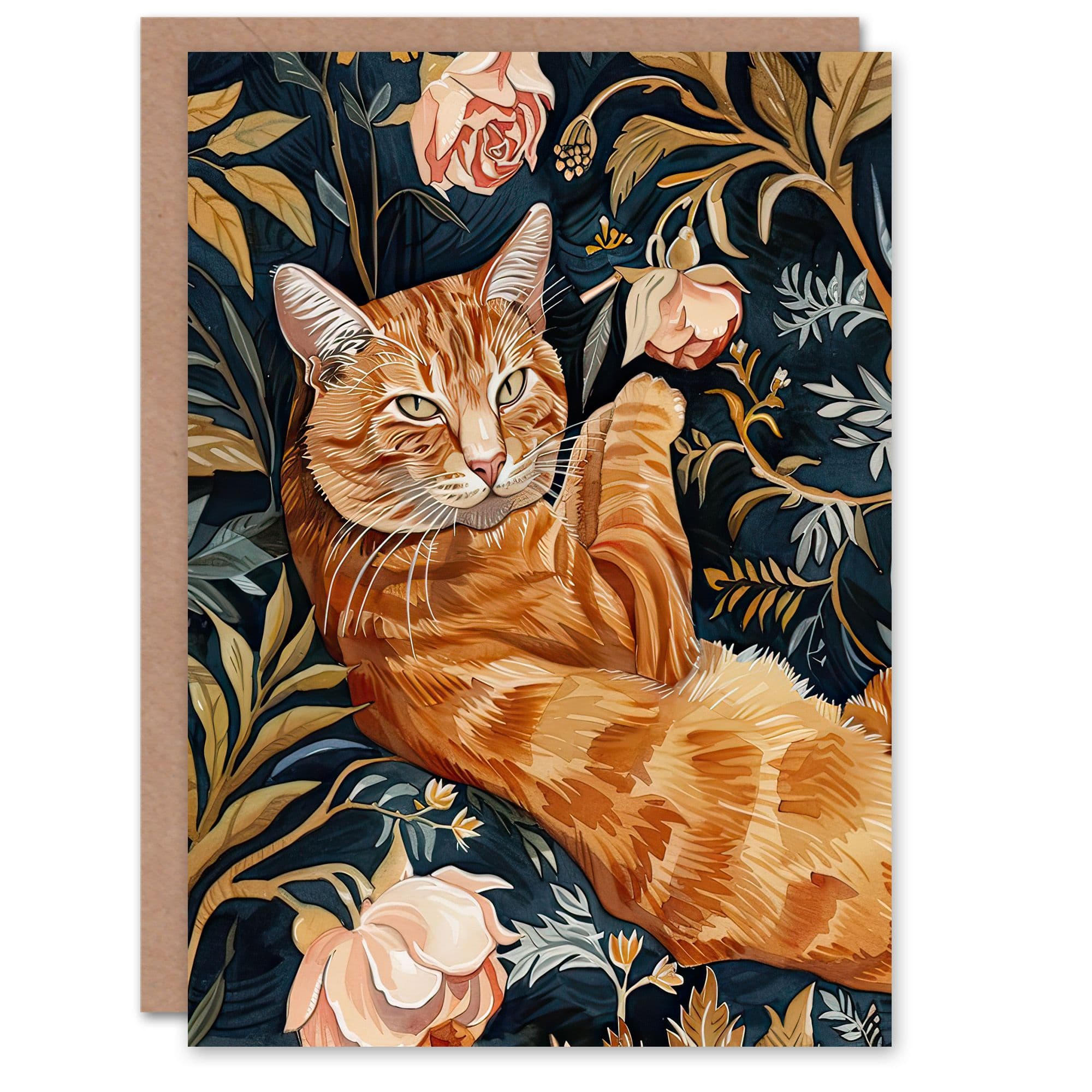Greeting Card Cat Lover Moggie Pet Garden Watercolour Birthday
