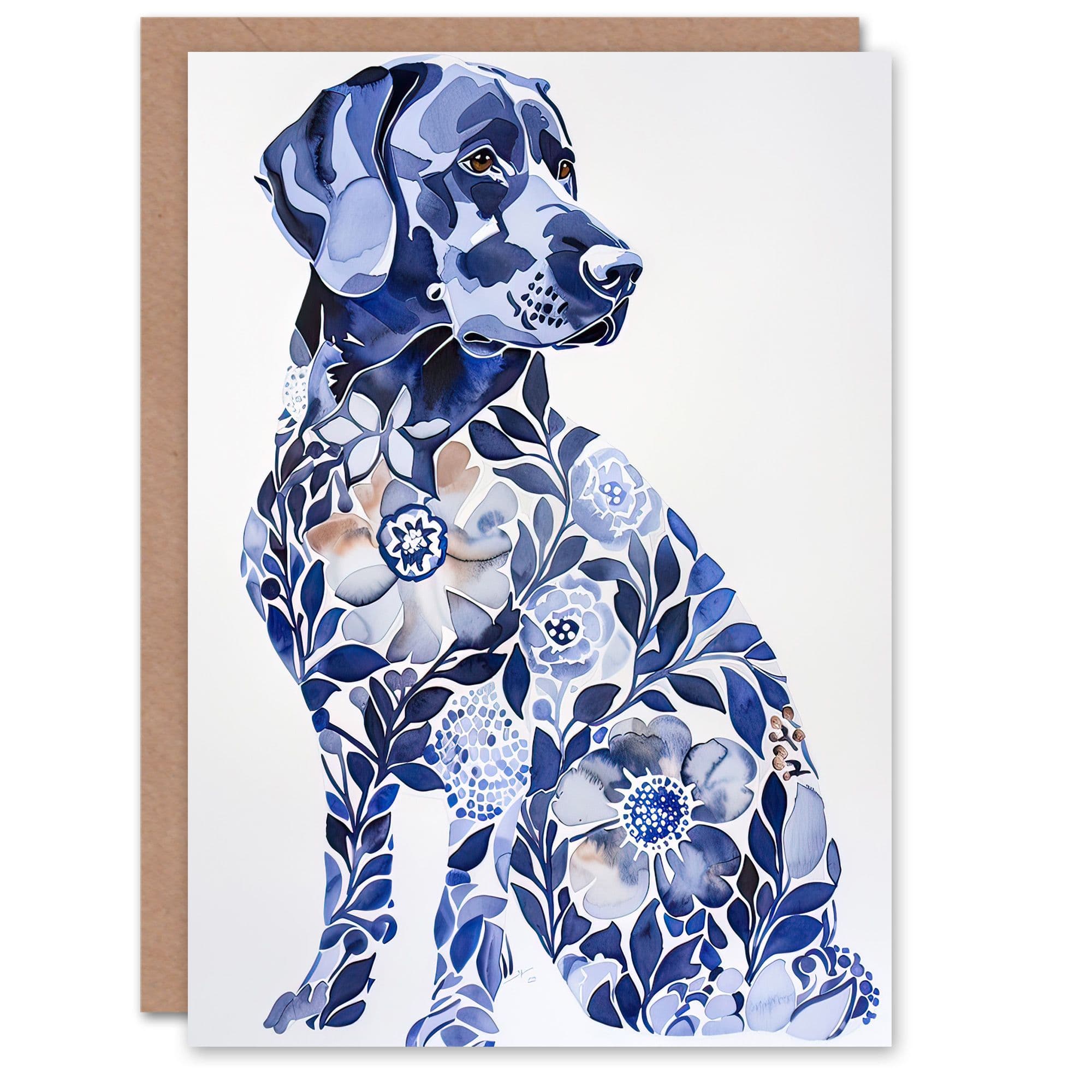 Greeting Card Elegant Labrador Flower Pattern Fur Dog Lover Birthday
