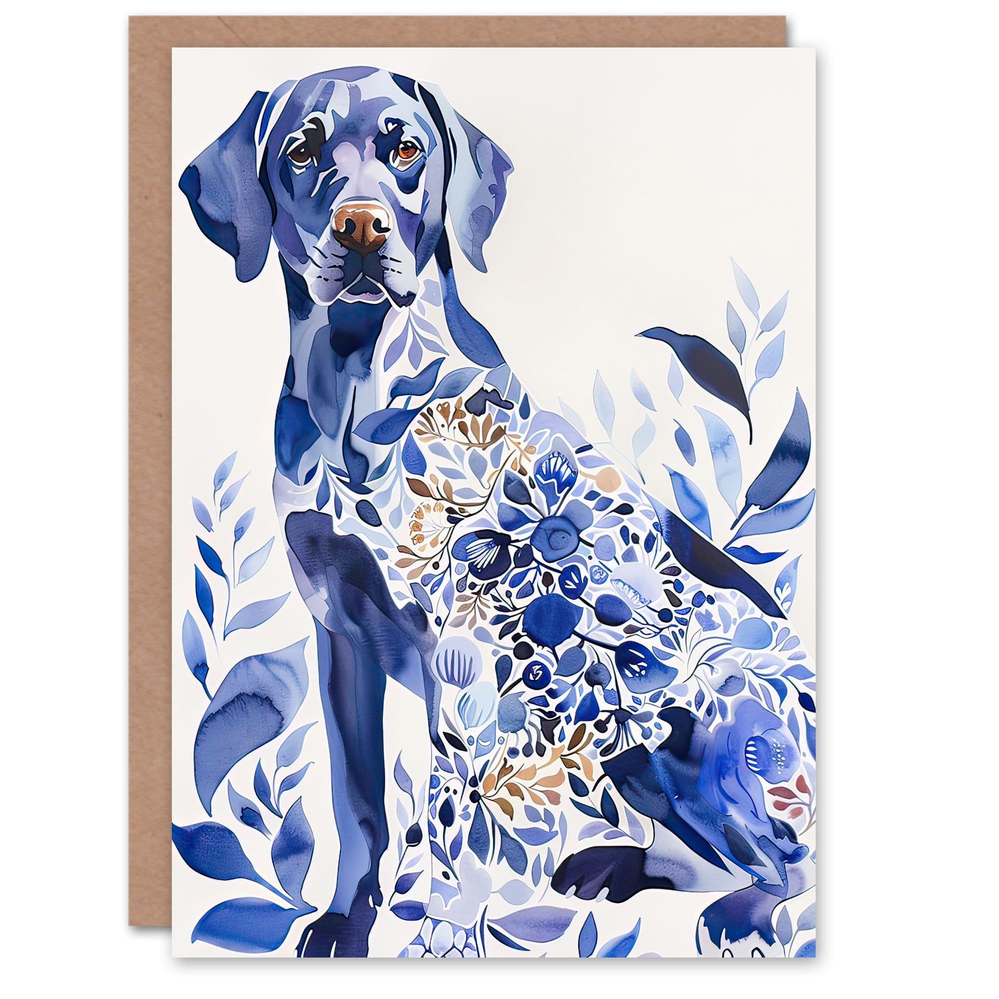 Greeting Card Dog Lover Labrador Ornate Floral Pattern Fur