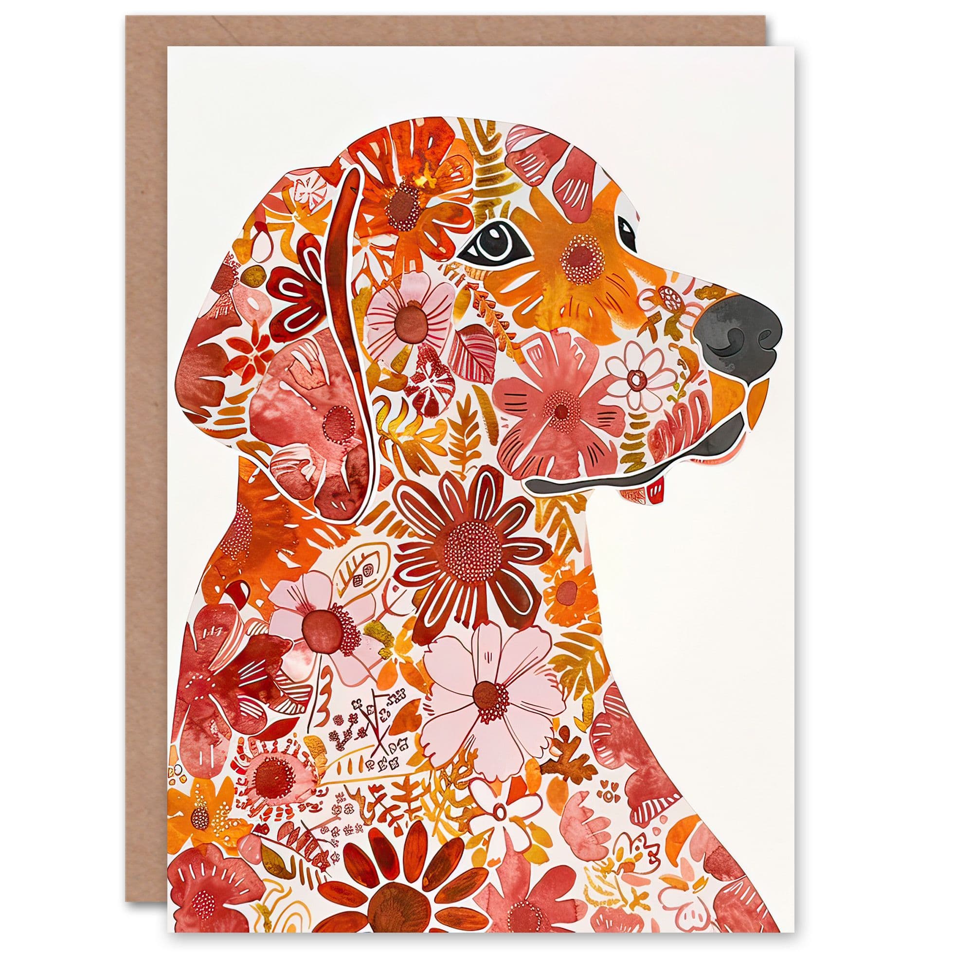 Greeting Card Flower Pattern Labrador Dog Lover Portrait Birthday