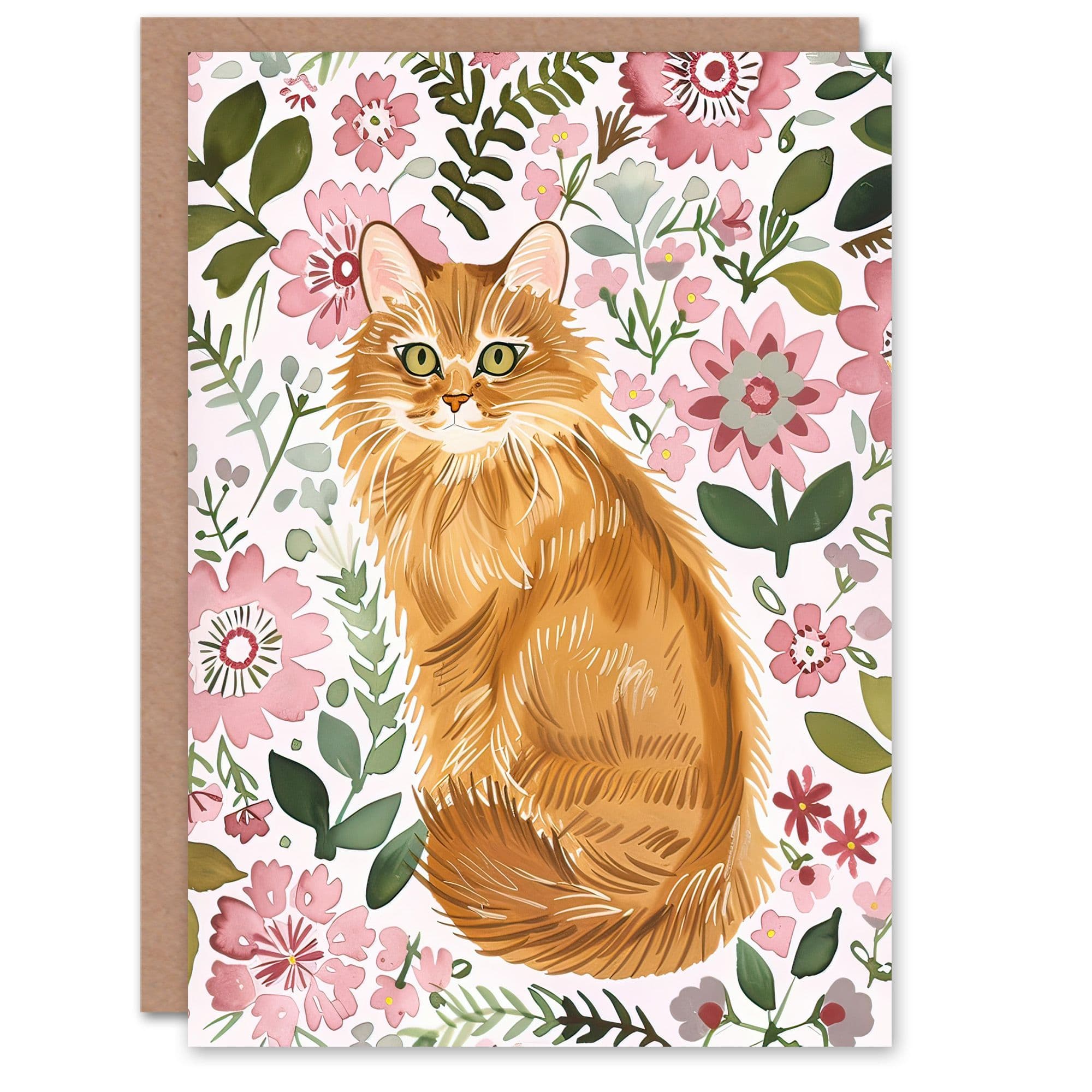 Greeting Card Somali Cat Lover Flower Rustic Pattern Birthday