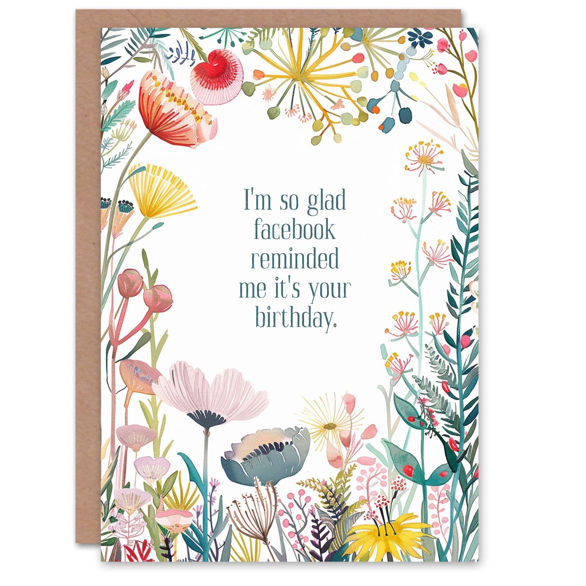 Flowers Social Networking Site Reminded Me Birthday Greeting Card