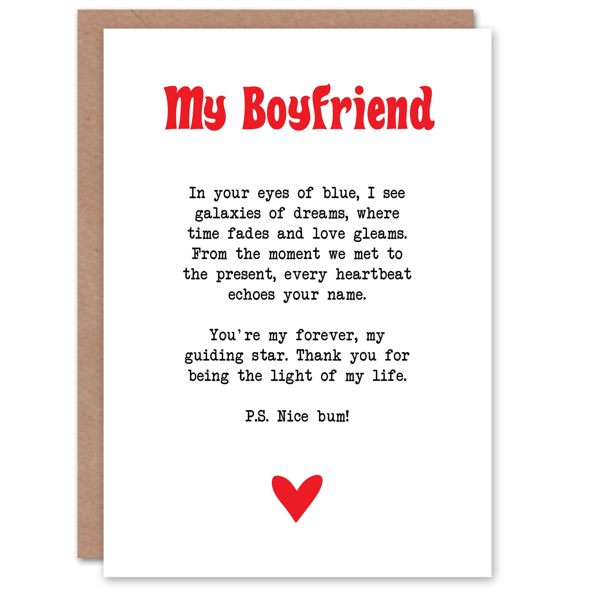 Greeting Card Love Poem Blue Eyes Boyfriend Romantic Poetry Fun